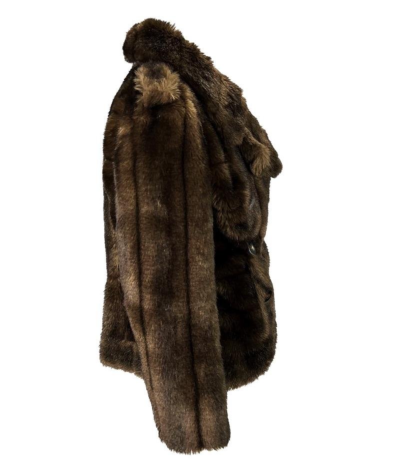 F/W 1996 Gucci by Tom Ford Runway Kate Moss Brown Faux Fur Cropped Jacket - RealList