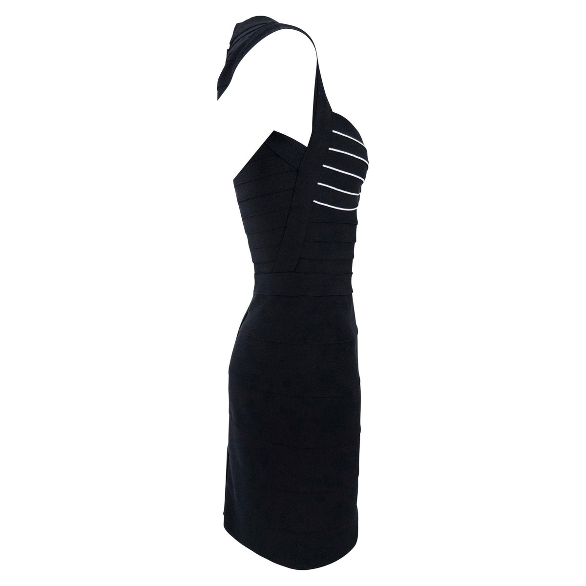 F/W 1996 Hervé Léger Couture Black Bandage Bodycon Contoured Bust Mini Dress - RealList