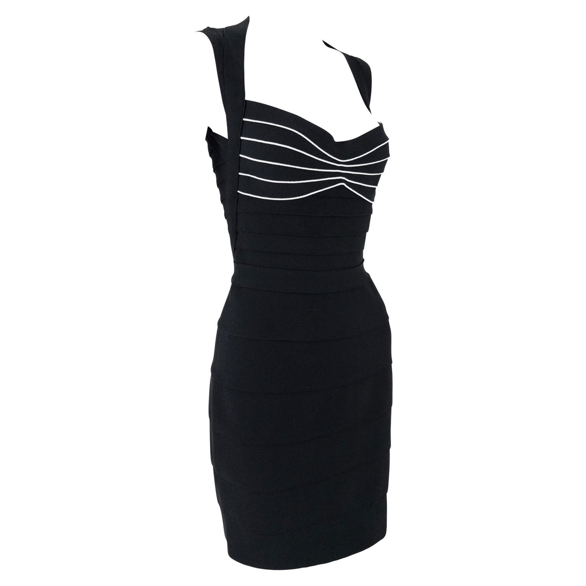 F/W 1996 Hervé Léger Couture Black Bandage Bodycon Contoured Bust Mini Dress - RealList