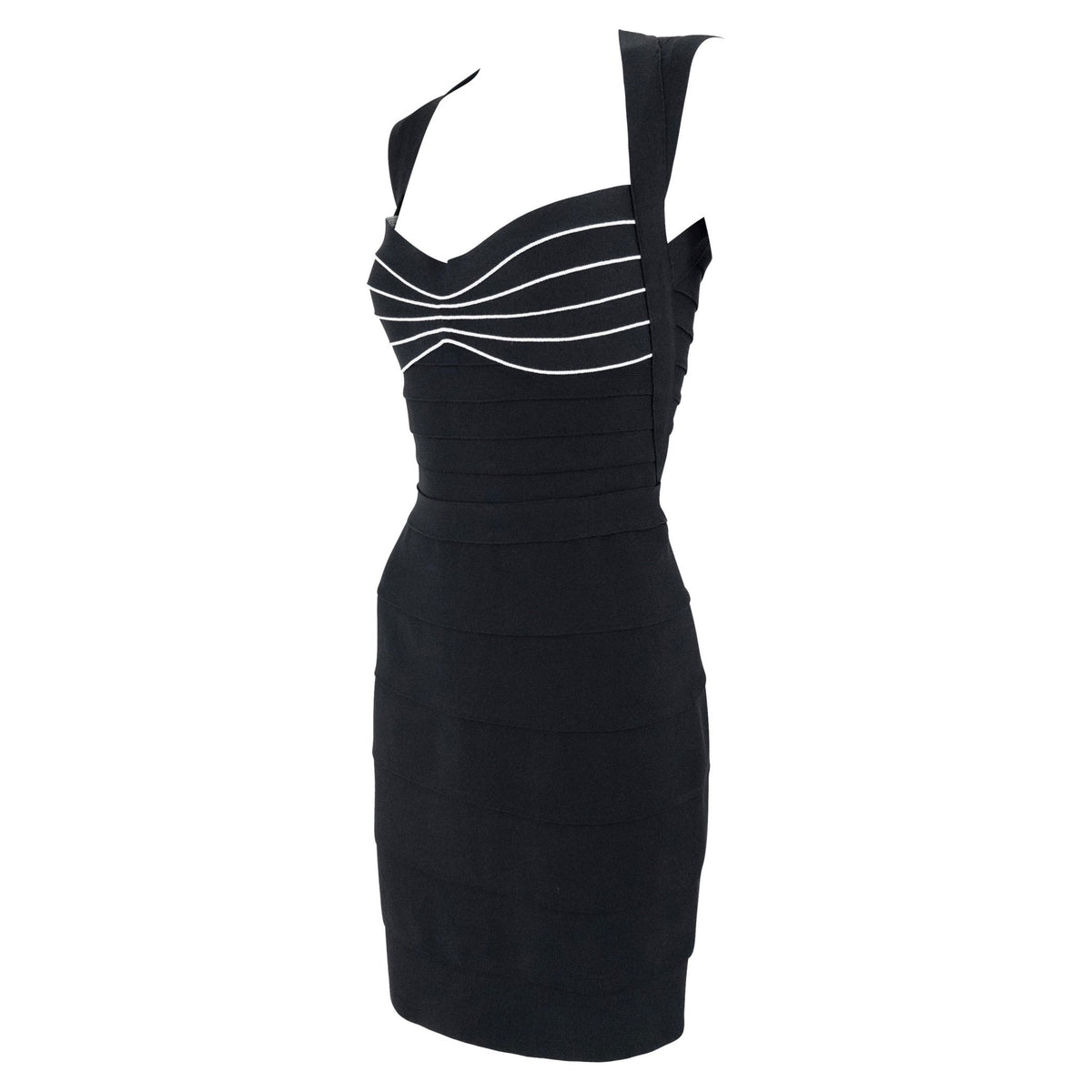F/W 1996 Hervé Léger Couture Black Bandage Bodycon Contoured Bust Mini Dress - RealList