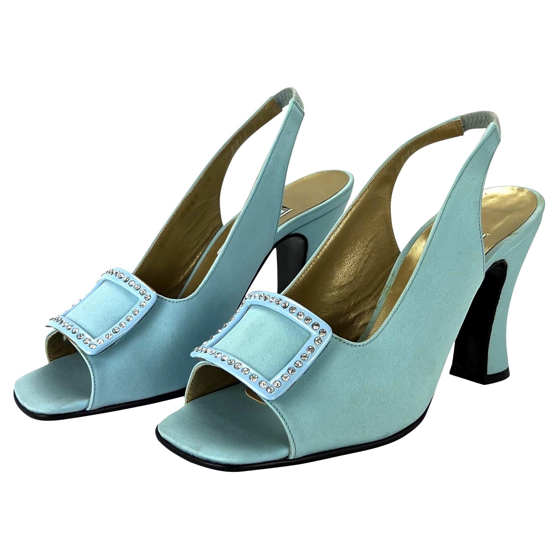 F/W 1996 NOS Gianni Versace Baby Blue Crystal Pump Heel Size 36 - RealList