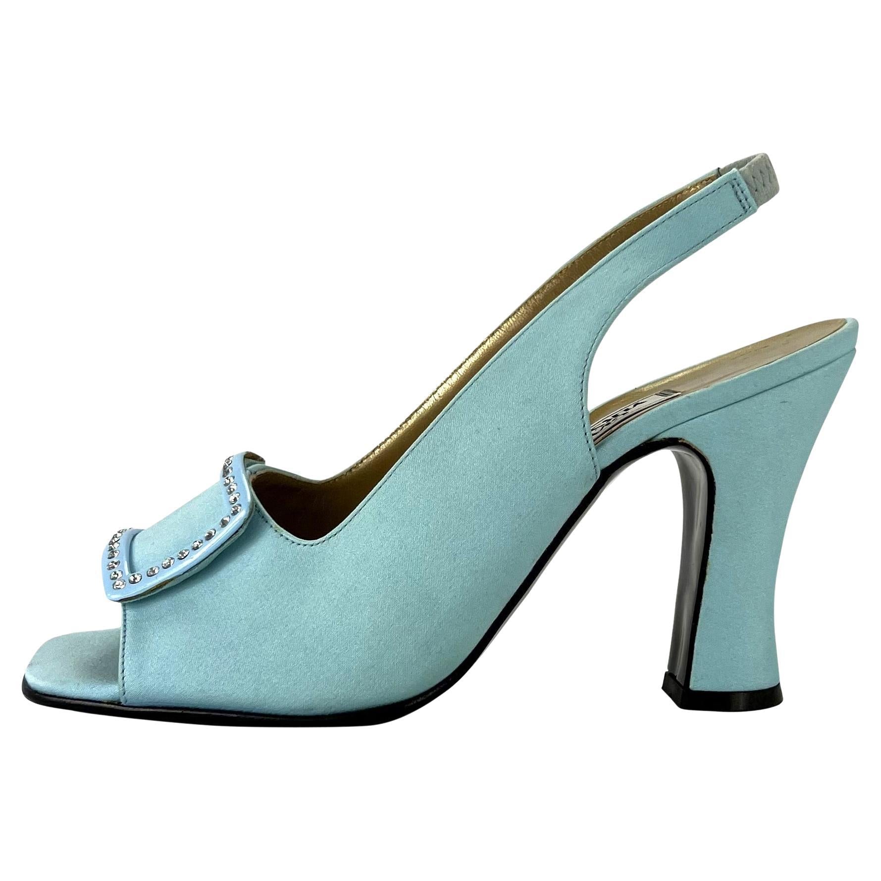 F/W 1996 NOS Gianni Versace Baby Blue Crystal Pump Heel Size 36 - RealList