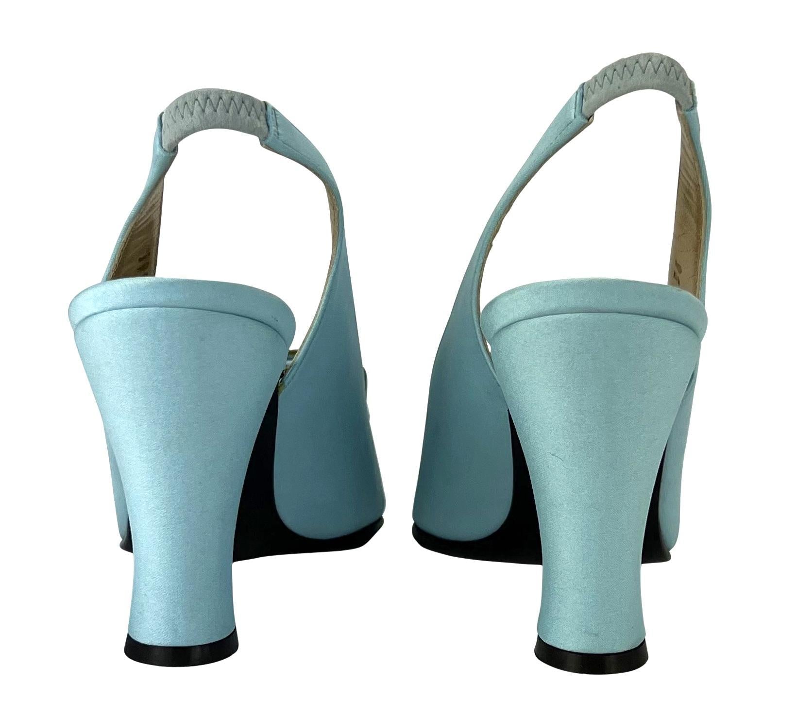 F/W 1996 NOS Gianni Versace Baby Blue Crystal Pump Heel Size 36 - RealList