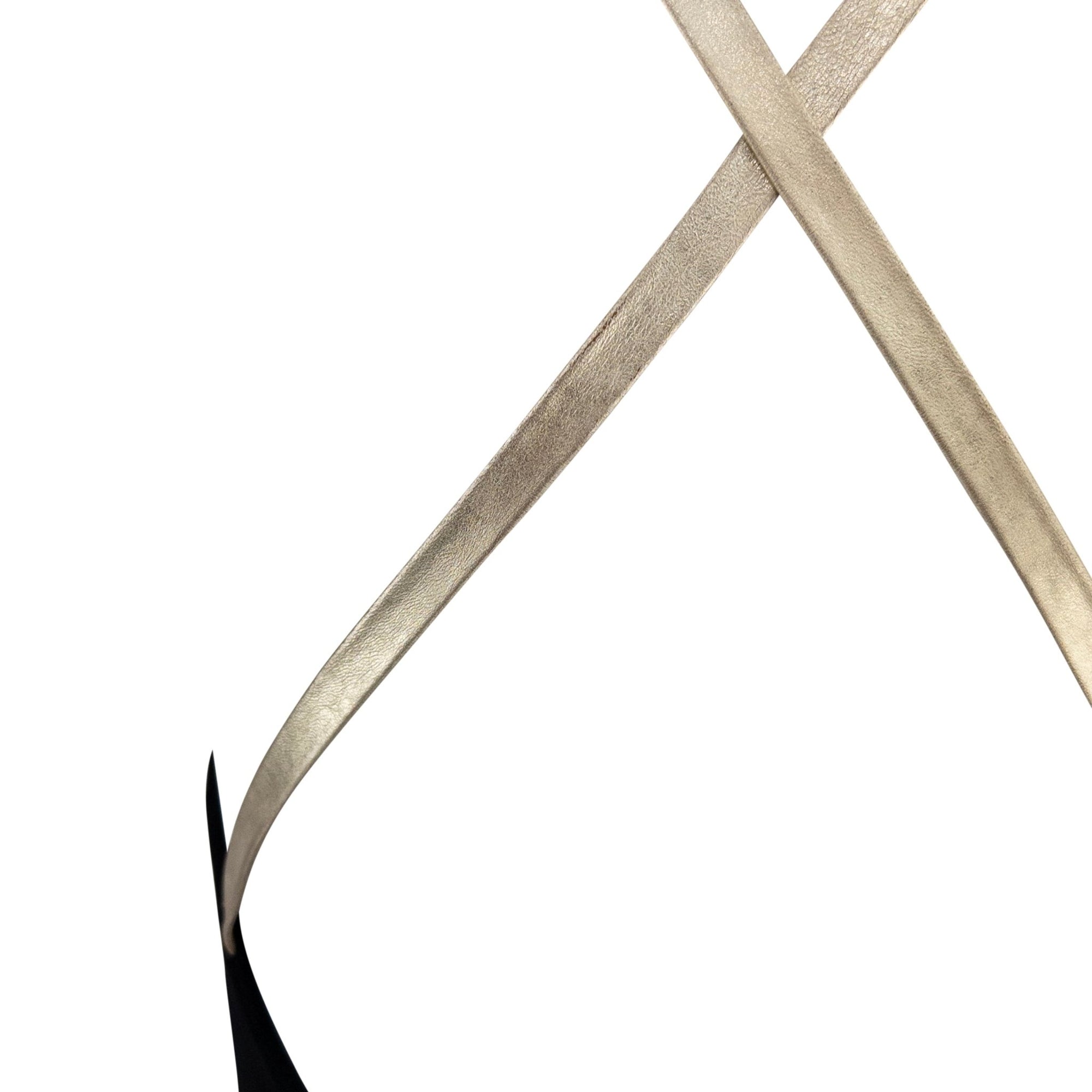 F/W 1996 Ralph Lauren Collection Prototype Black Stretch Gold Leather Strap Backless Gown - RealList