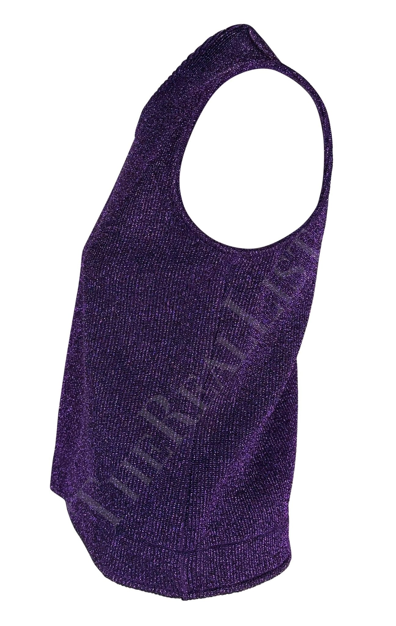 F/W 1996 Salvatore Ferragamo Purple Metallic Knit Sleeveless Top - RealList