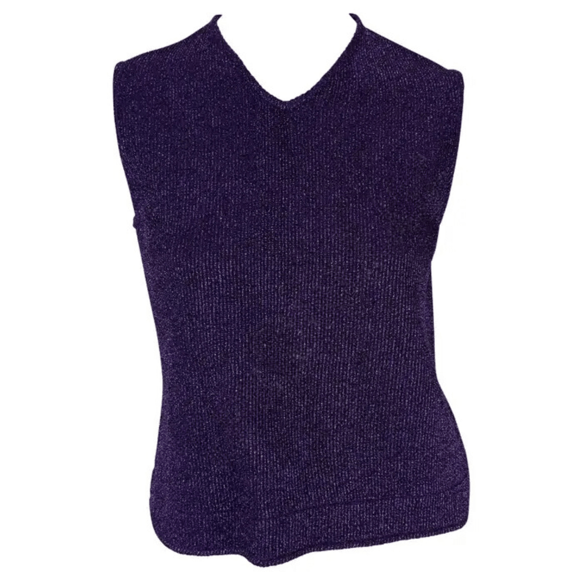 F/W 1996 Salvatore Ferragamo Purple Metallic Knit Sleeveless Top - RealList