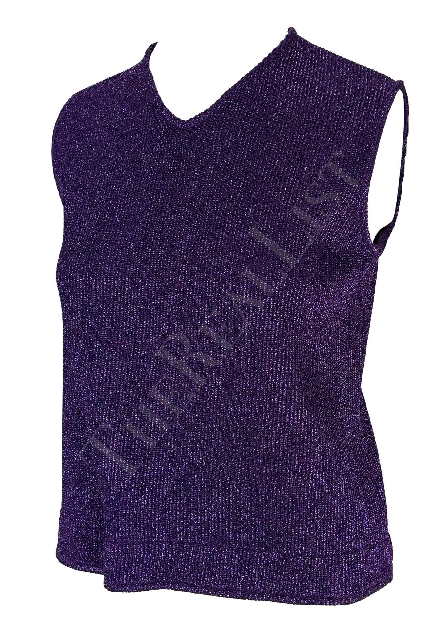 F/W 1996 Salvatore Ferragamo Purple Metallic Knit Sleeveless Top - RealList