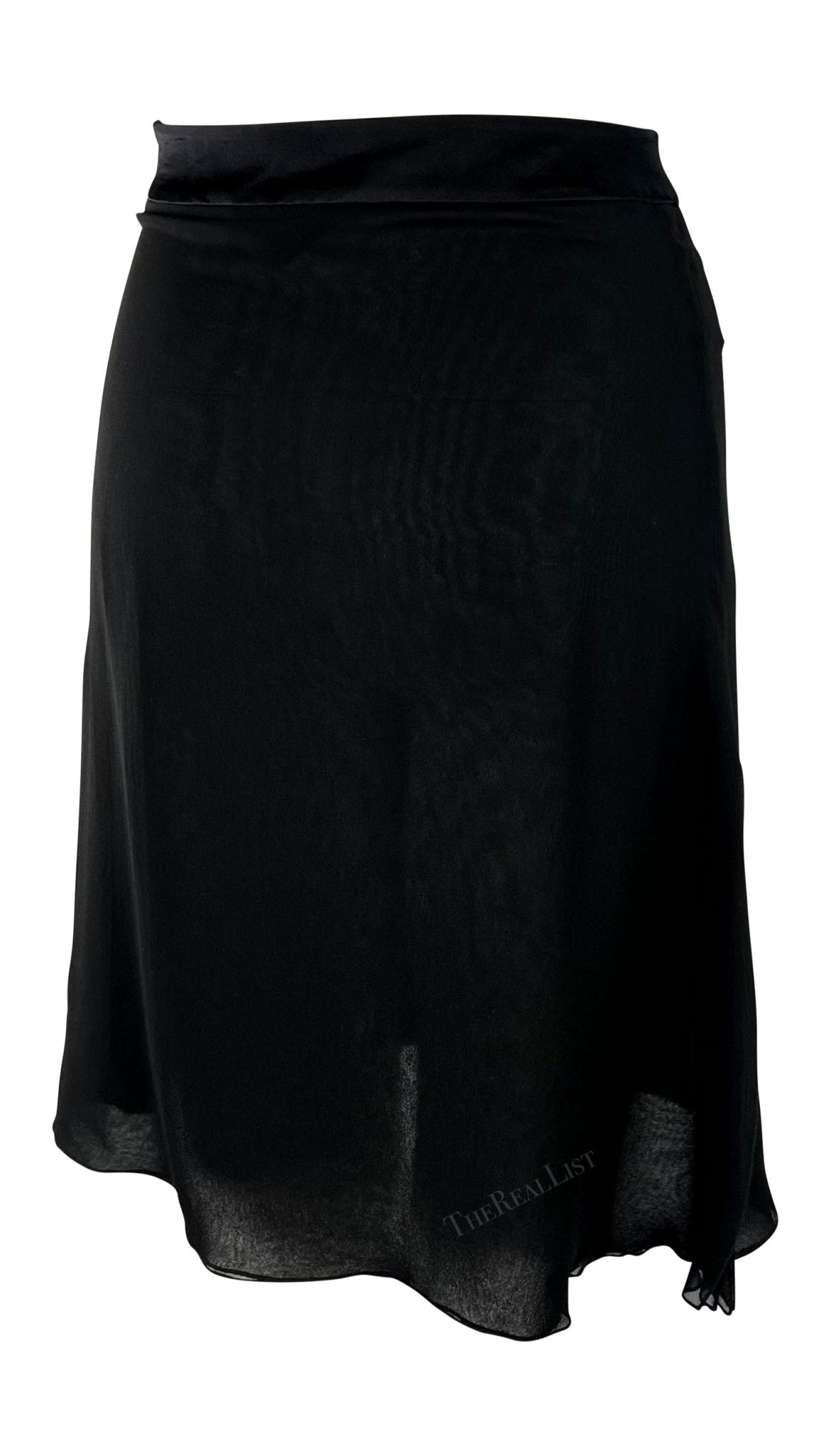 F/W 1996 Valentino Garavani Runway Sheer Black Pearl Rhinestone Buckle Skirt - RealList