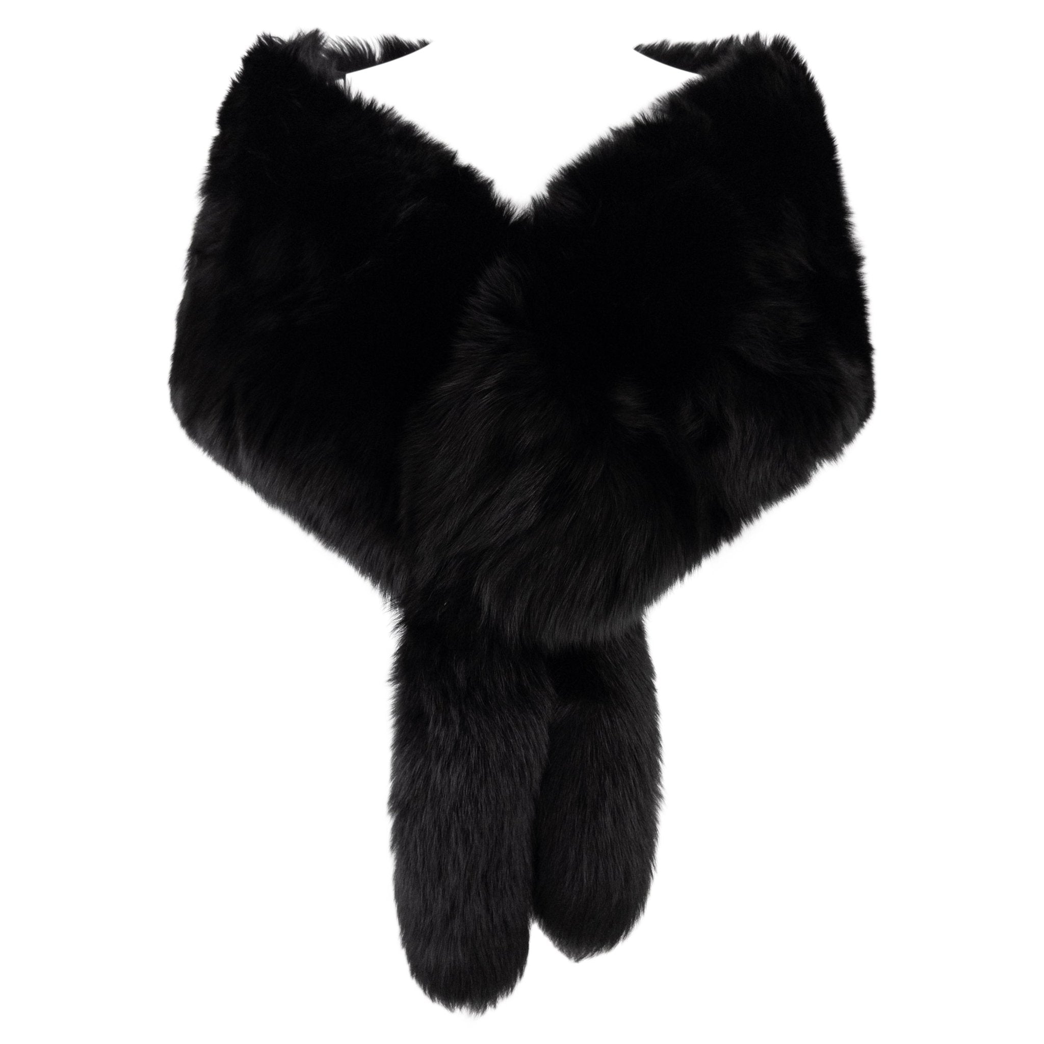 F/W 1996 Yves Saint Laurent Haute Couture Black Fox Fur Stole Scarf - RealList