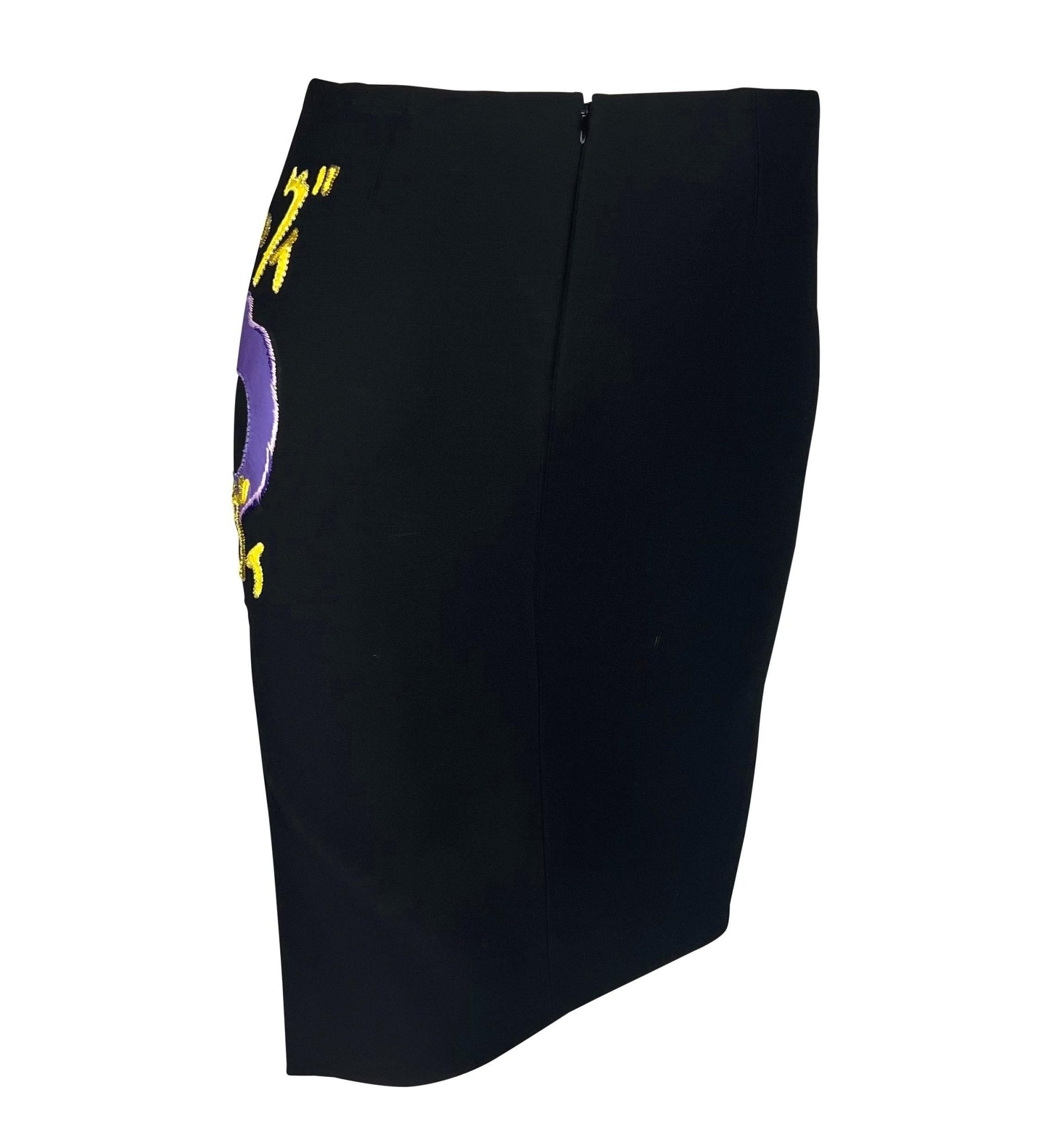 F/W 1997 Atelier Versace Haute Couture Rhinestone Satin Appliqué Beaded Skirt - RealList