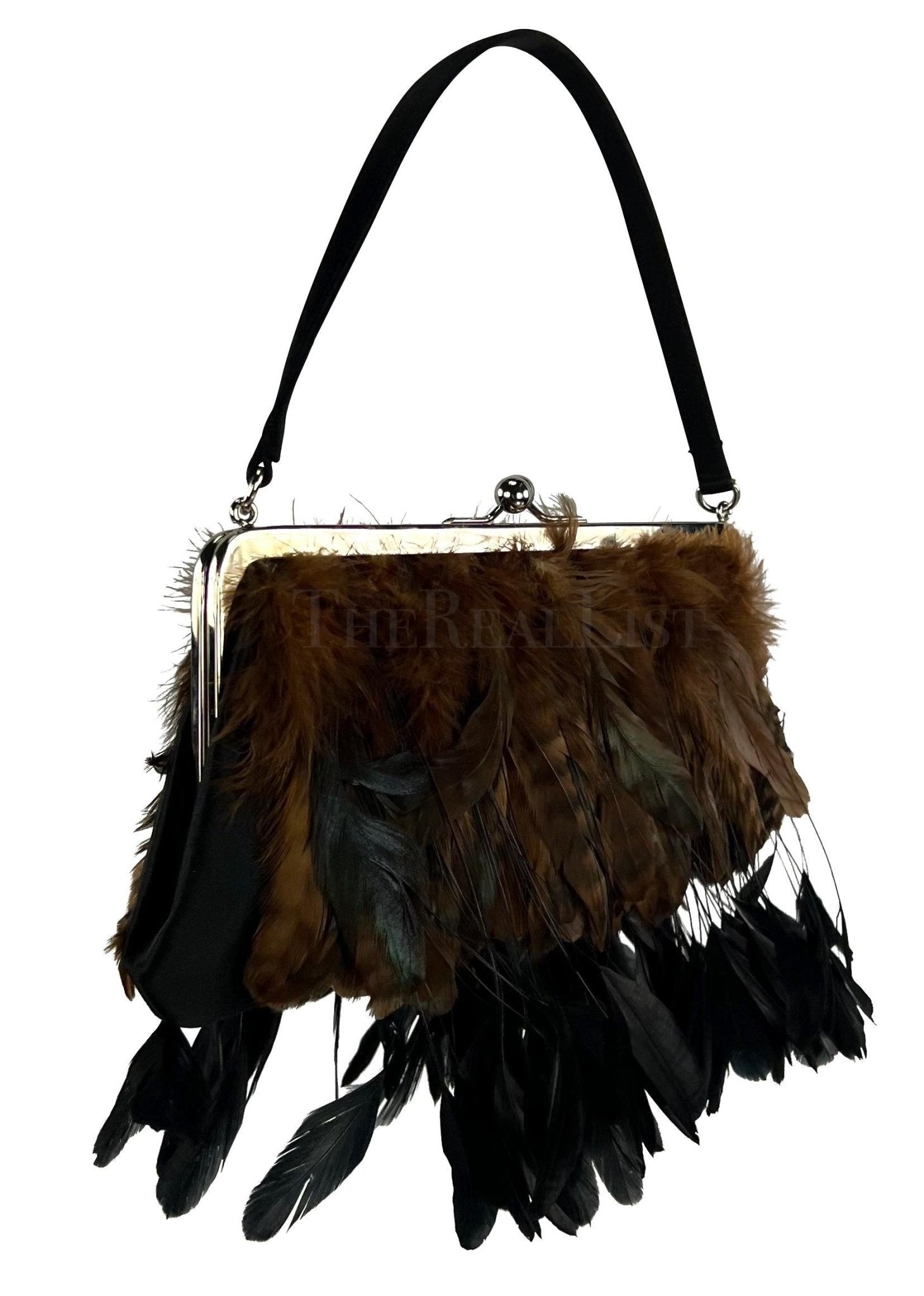F/W 1997 Dolce & Gabbana Runway Feather Silk Satin Evening Bag - RealList