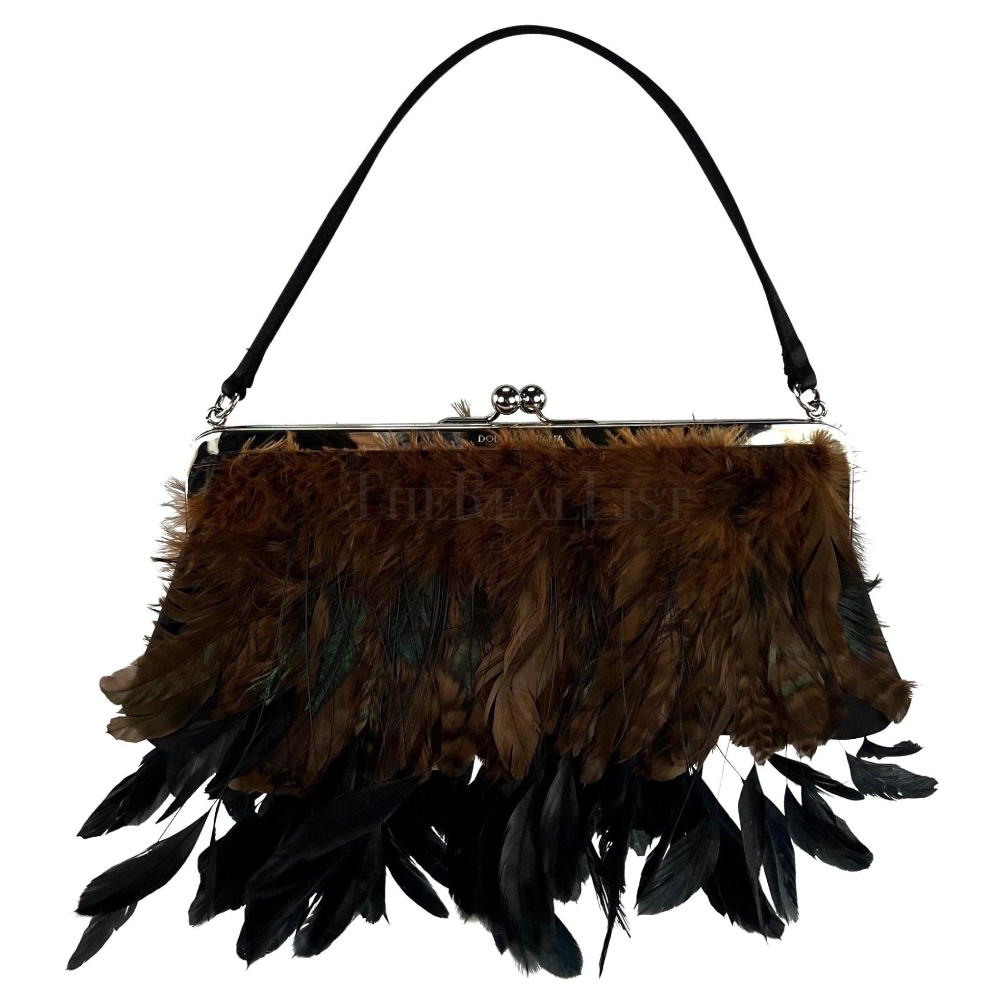 F/W 1997 Dolce & Gabbana Runway Feather Silk Satin Evening Bag - RealList