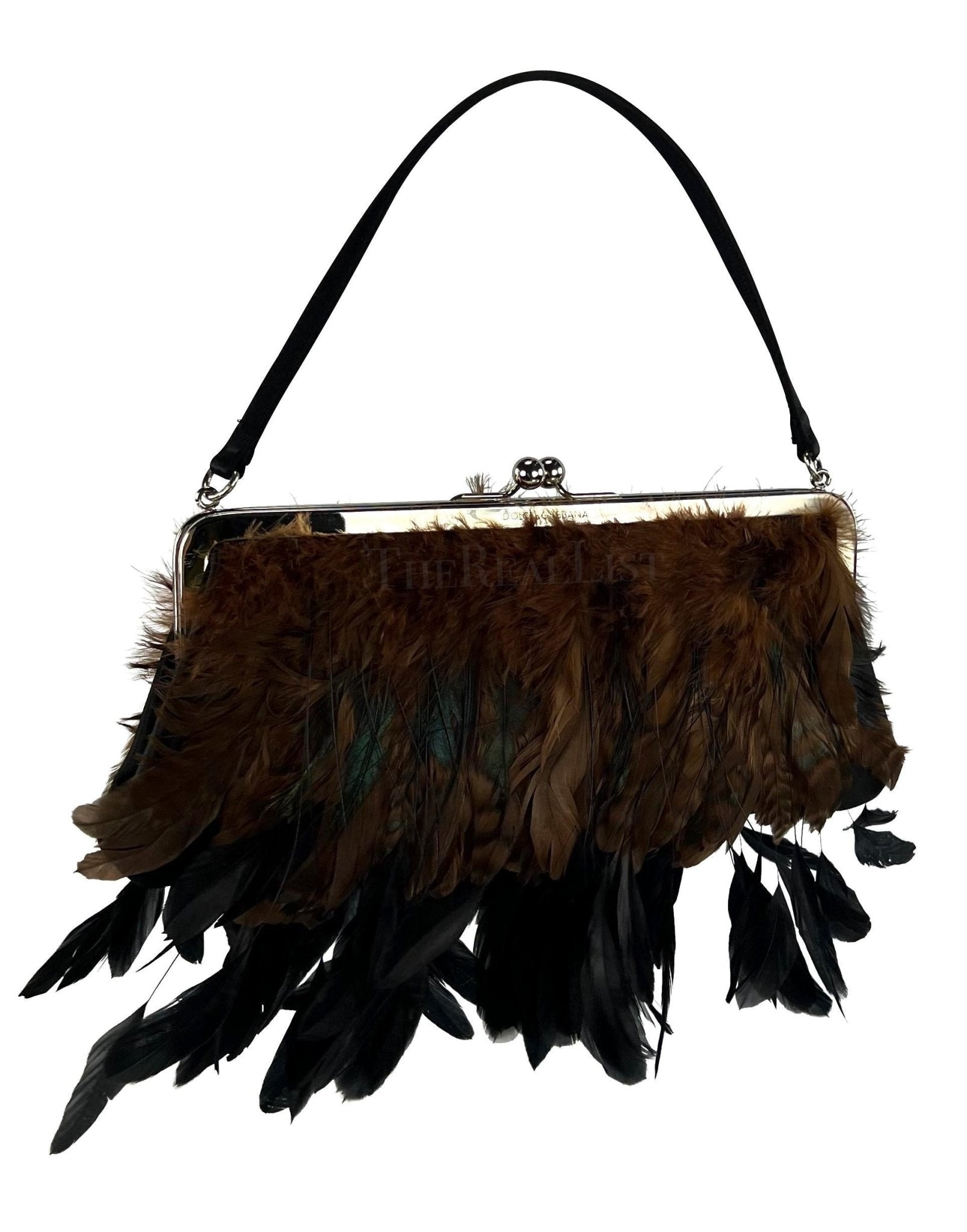 F/W 1997 Dolce & Gabbana Runway Feather Silk Satin Evening Bag - RealList