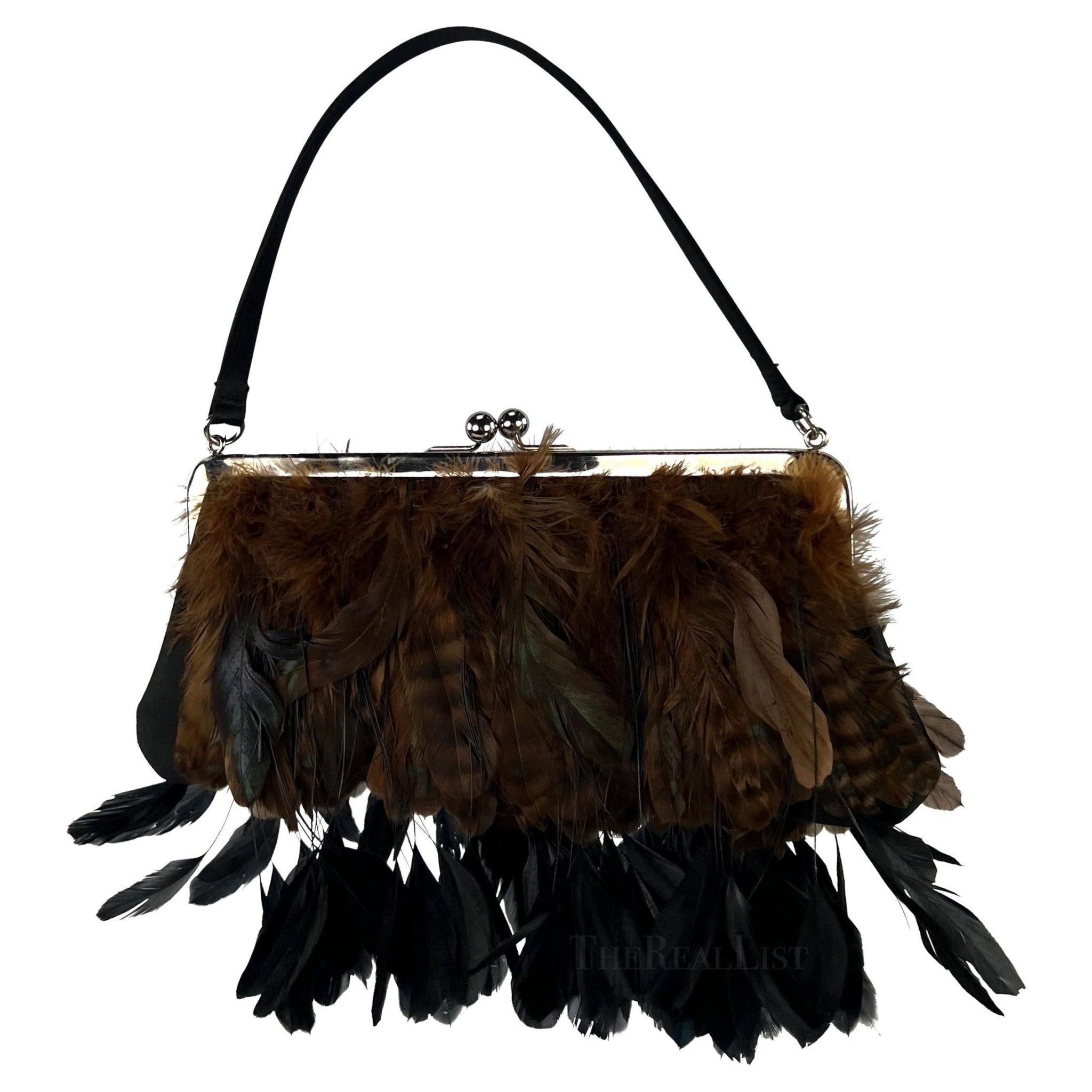 F/W 1997 Dolce & Gabbana Runway Feather Silk Satin Evening Bag - RealList