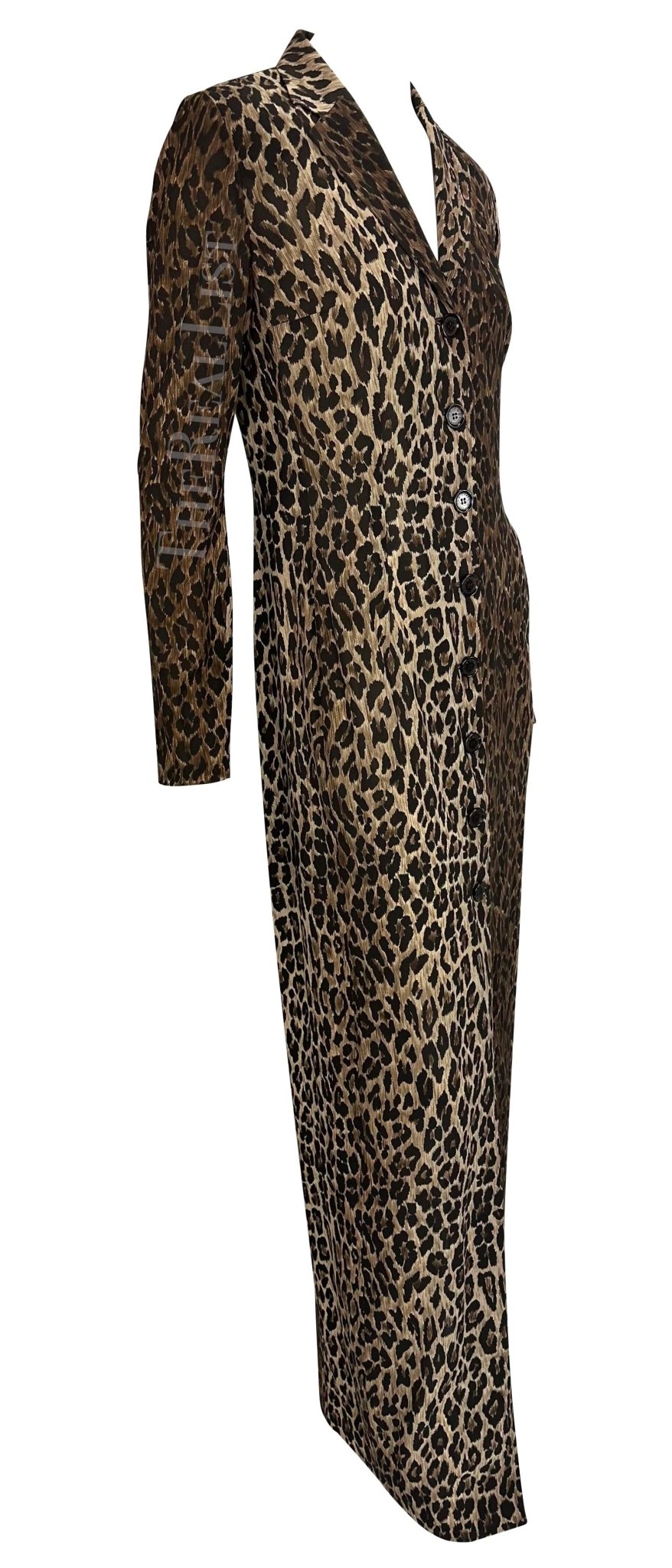 F/W 1997 Dolce & Gabbana Runway Sheer Brown Leopard Print Maxi Coat Dress - RealList