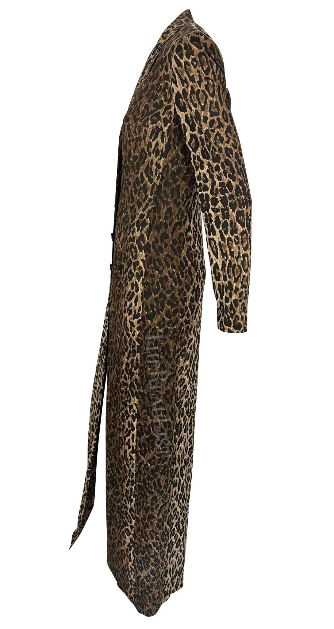 F/W 1997 Dolce & Gabbana Runway Sheer Brown Leopard Print Maxi Coat Dress - RealList
