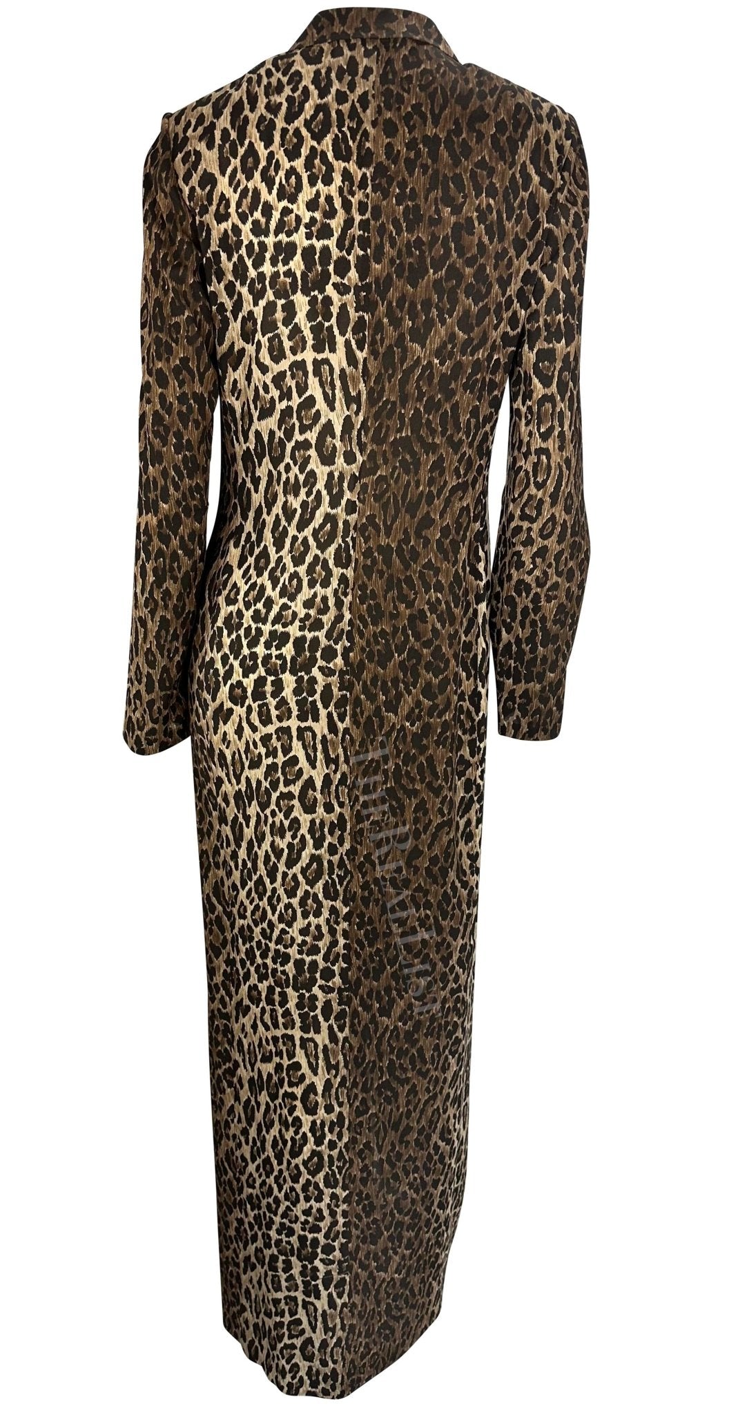 F/W 1997 Dolce & Gabbana Runway Sheer Brown Leopard Print Maxi Coat Dress - RealList