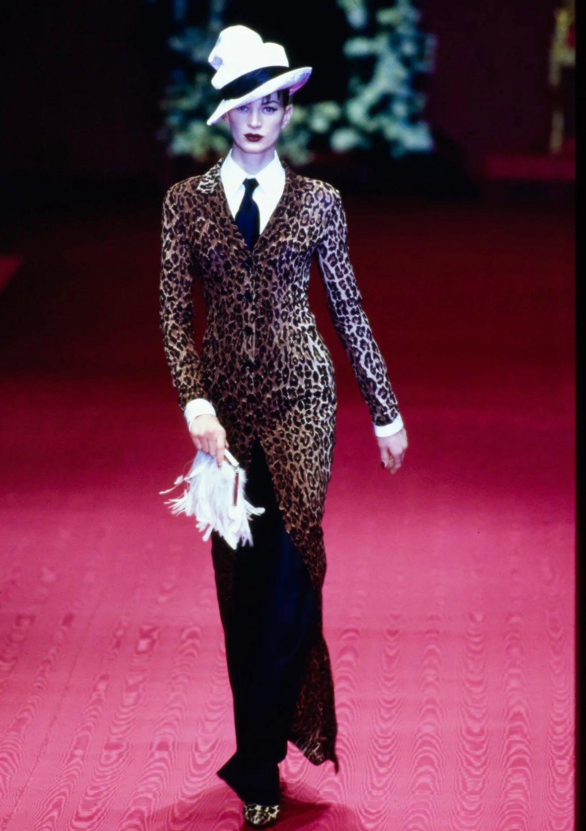 F/W 1997 Dolce & Gabbana Runway Sheer Brown Leopard Print Maxi Coat Dress - RealList