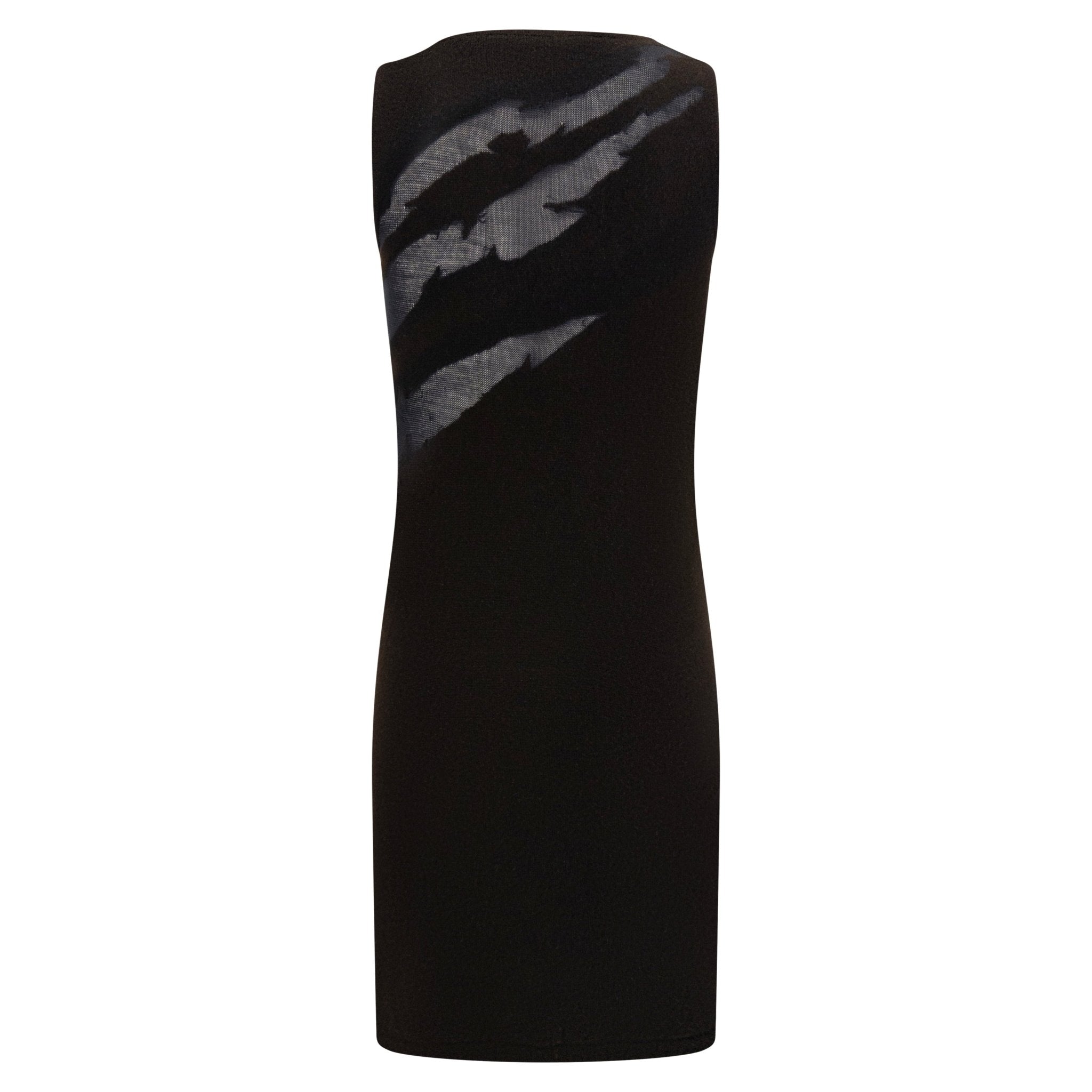 F/W 1997 Donna Karan Runway Brown Cashmere Sheer Panel Sleeveless Knit Dress - RealList