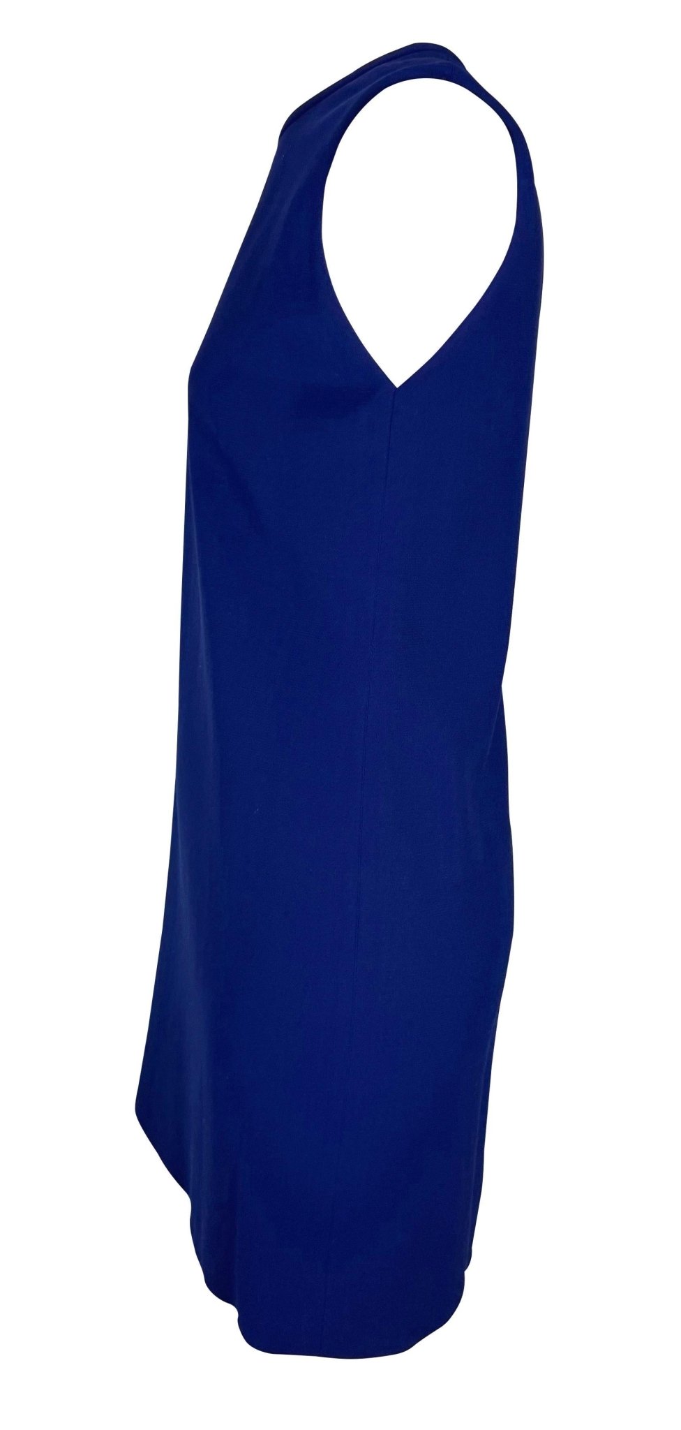 F/W 1997 Gianni Versace Couture Royal Blue Keyhole Wool Stretch Dress - RealList