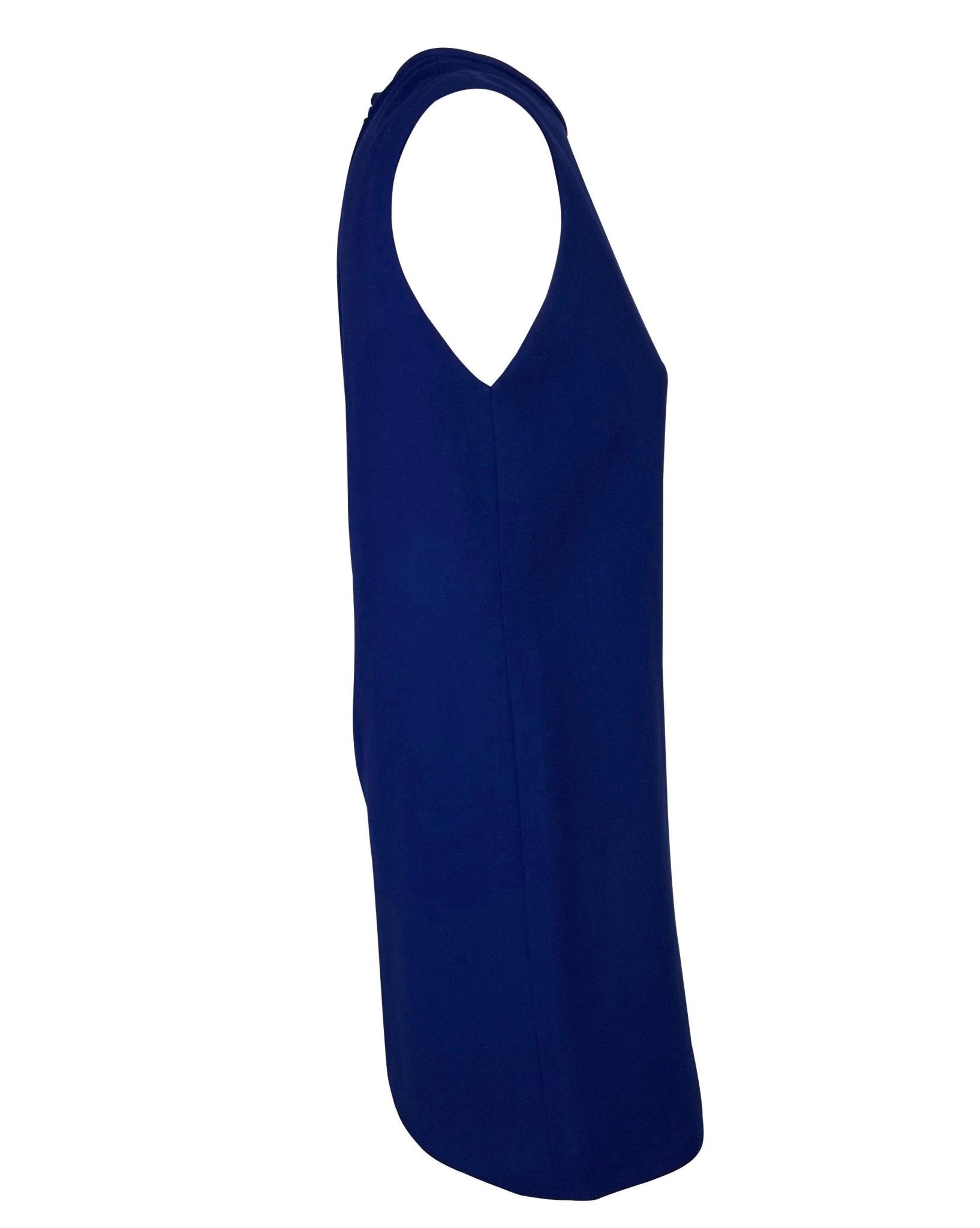F/W 1997 Gianni Versace Couture Royal Blue Keyhole Wool Stretch Dress - RealList