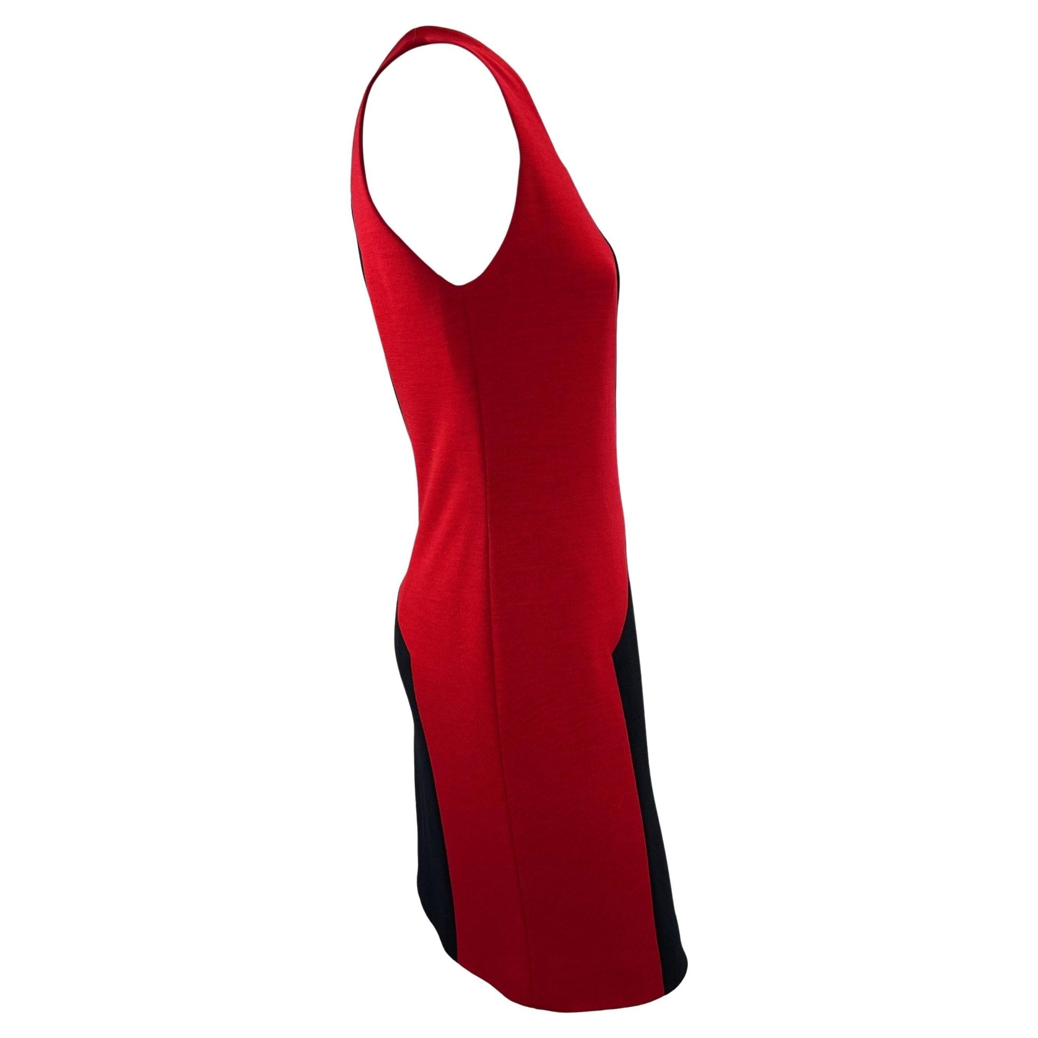 F/W 1997 Gianni Versace Couture Runway Red Colorblock Sleeveless Dress - RealList