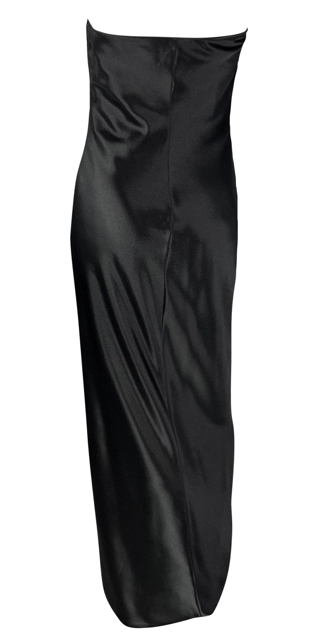 F/W 1997 Gianni Versace Strapless Satin Tie - Front Black Gown - RealList