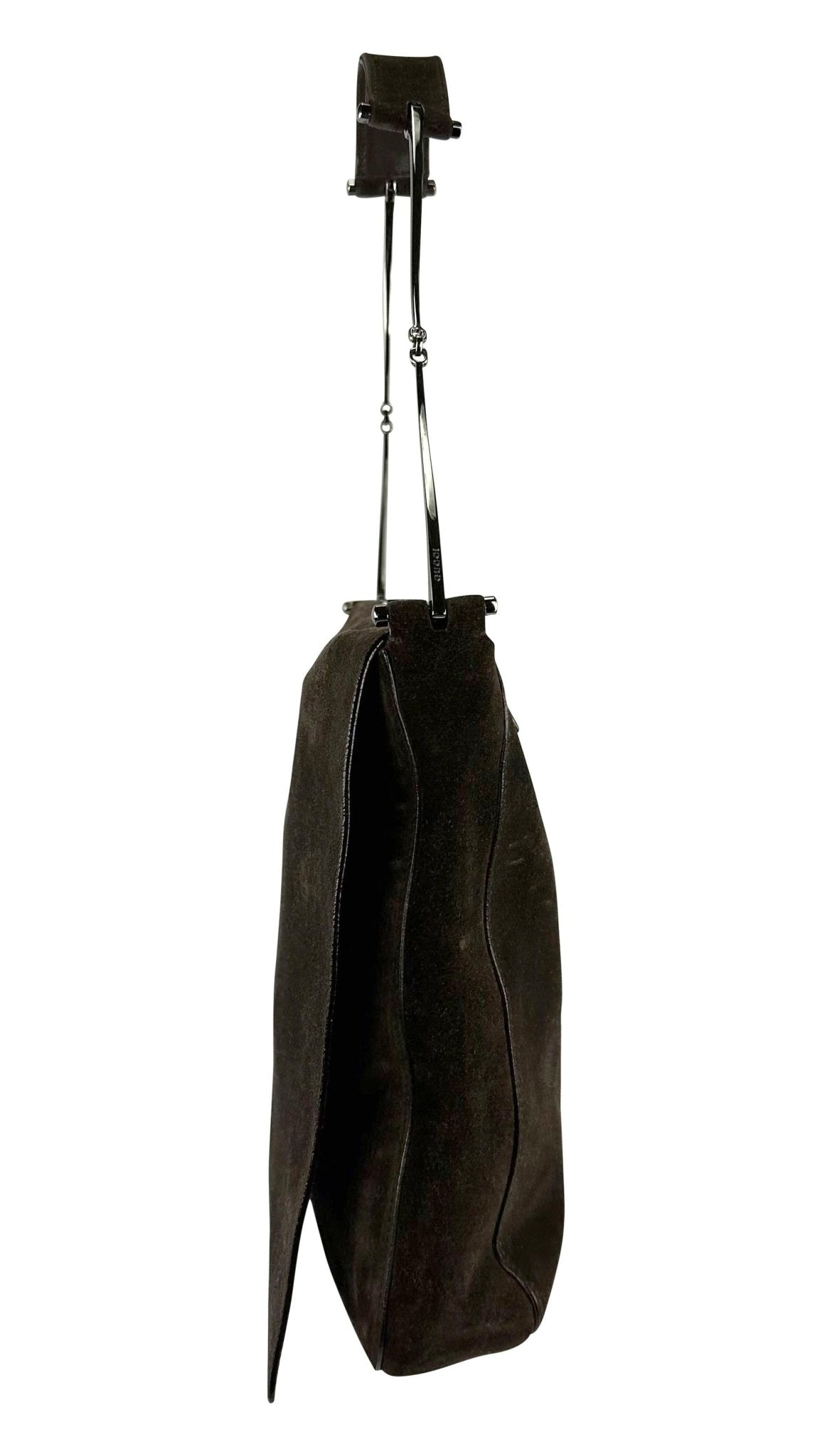 F/W 1997 Gucci by Tom Ford Horsebit Strap Brown Suede Flap Shoulder Bag - RealList