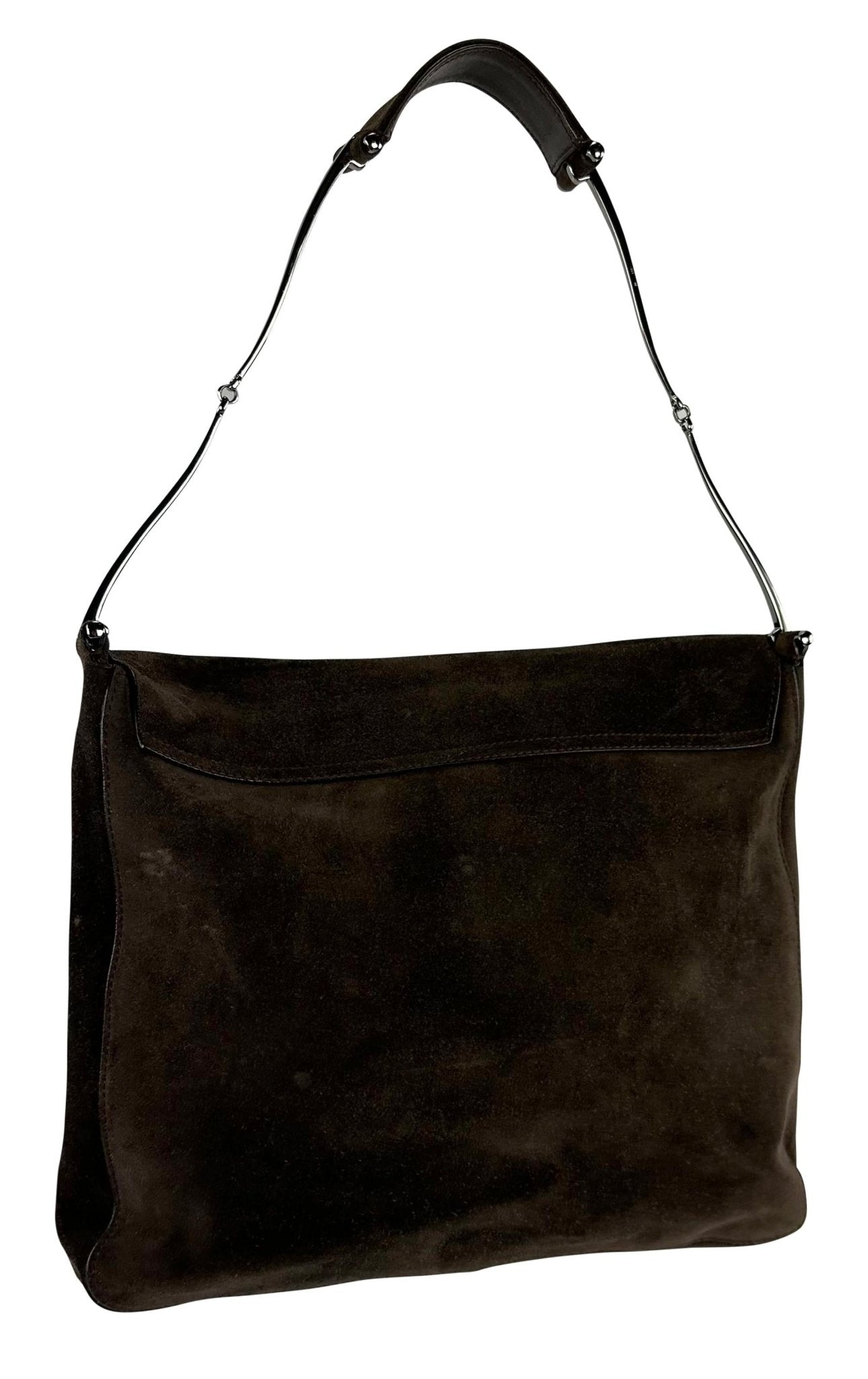 F/W 1997 Gucci by Tom Ford Horsebit Strap Brown Suede Flap Shoulder Bag - RealList