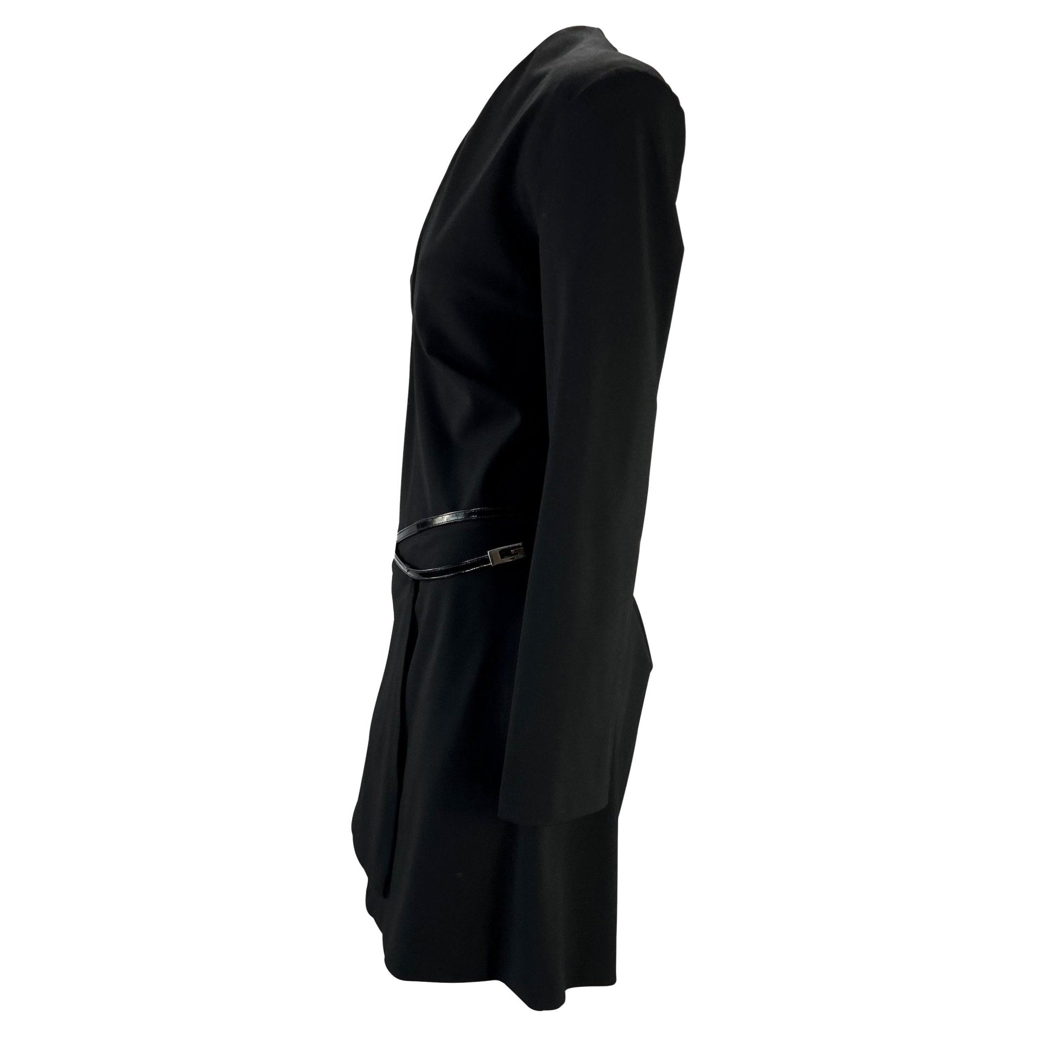 F/W 1997 Gucci by Tom Ford Runway G Buckle V - Neck Wrap Leather Belt Dress - RealList