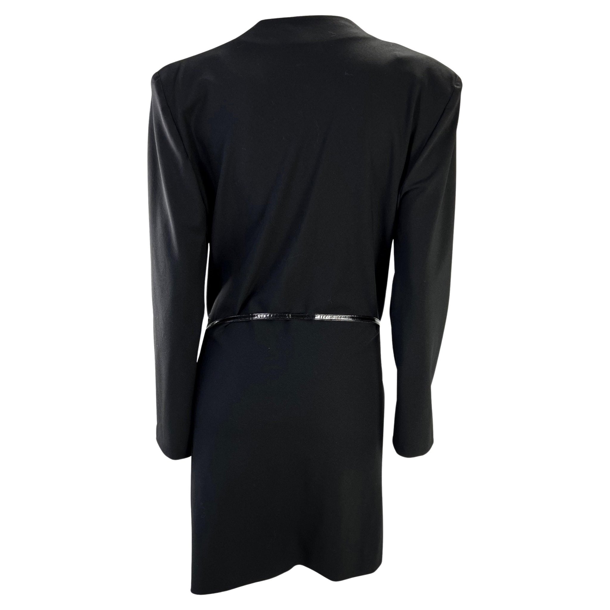 F/W 1997 Gucci by Tom Ford Runway G Buckle V - Neck Wrap Leather Belt Dress - RealList