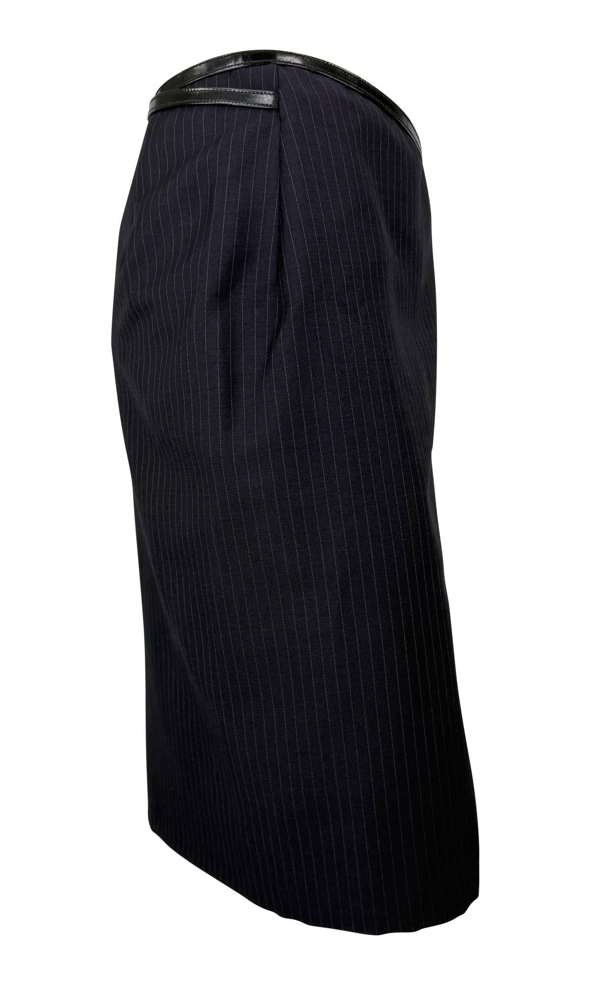 F/W 1997 Gucci by Tom Ford Runway Pinstripe G Buckle Wrap Skirt - RealList