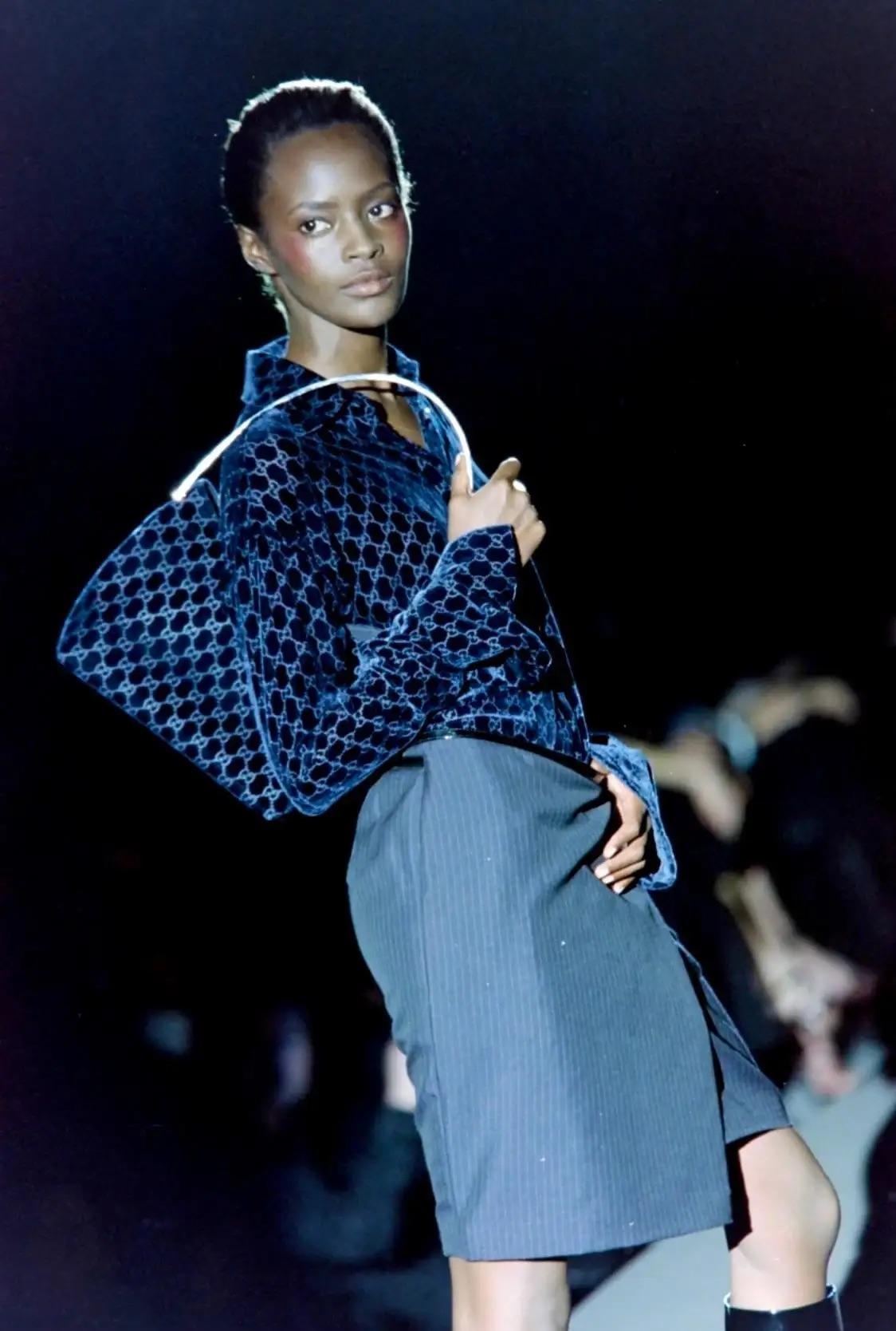 F/W 1997 Gucci by Tom Ford Runway Pinstripe G Buckle Wrap Skirt - RealList