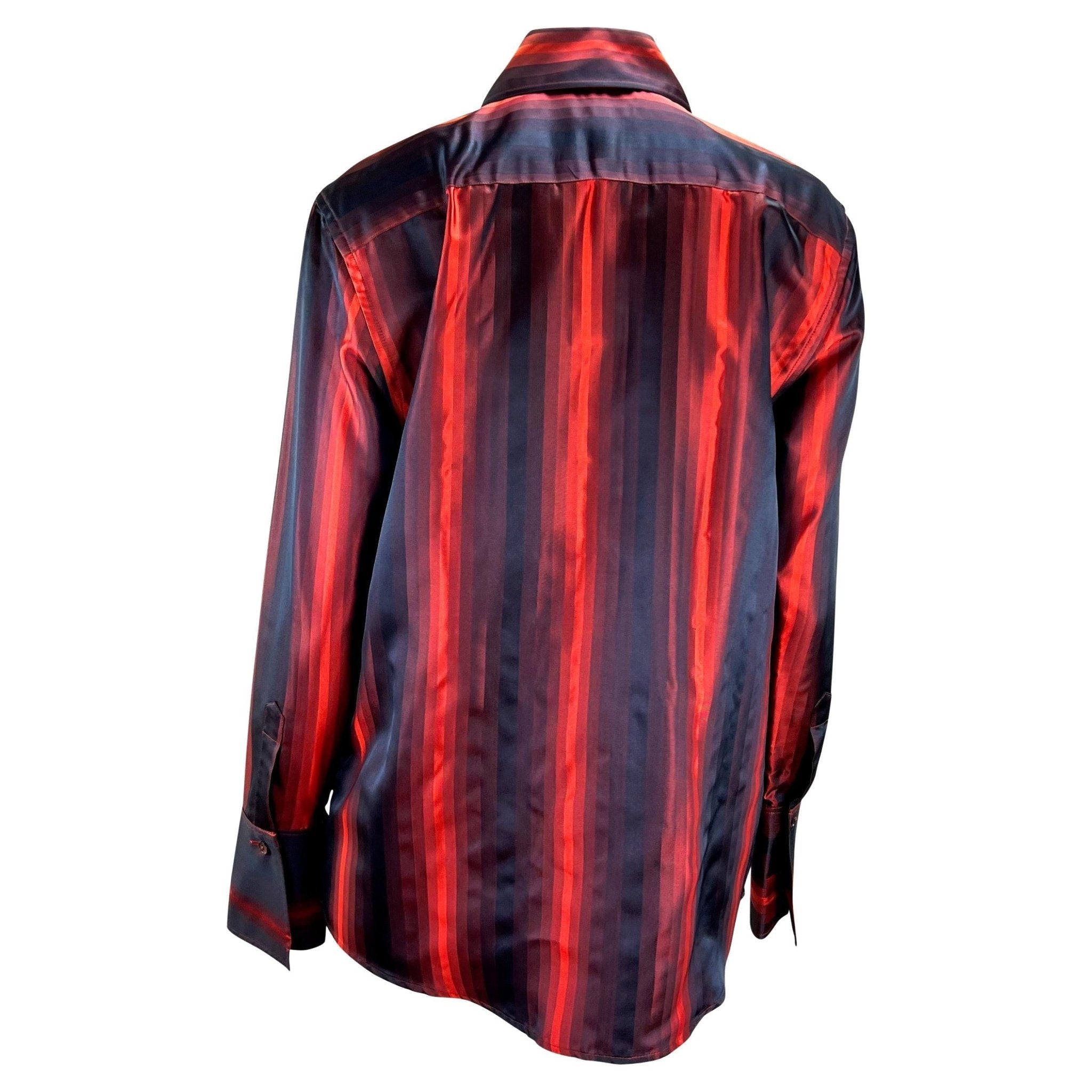 F/W 1997 Gucci by Tom Ford Runway Red Ombré Stripe Silk Button Up Top - RealList