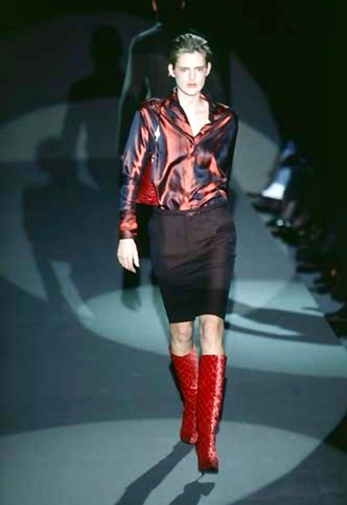 F/W 1997 Gucci by Tom Ford Runway Red Ombré Stripe Silk Button Up Top - RealList