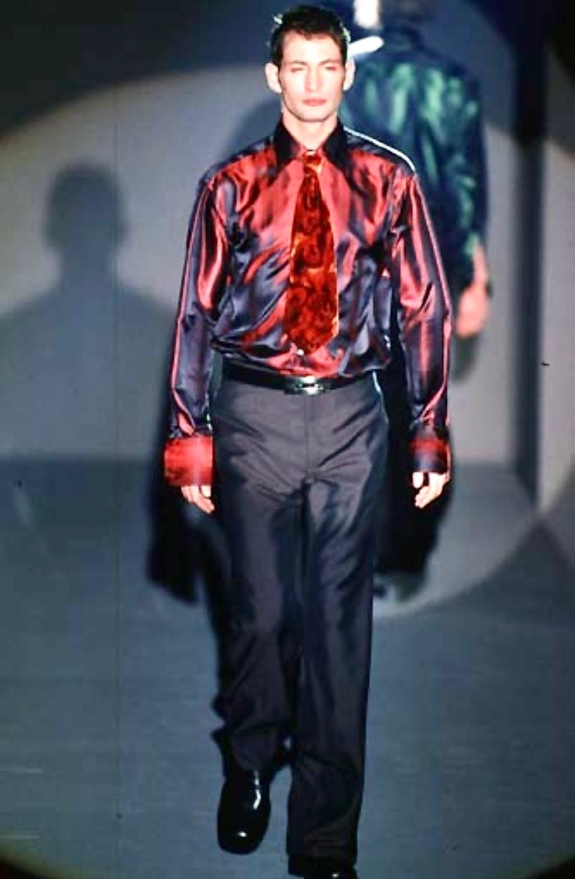 F/W 1997 Gucci by Tom Ford Runway Red Ombré Stripe Silk Button Up Top - RealList