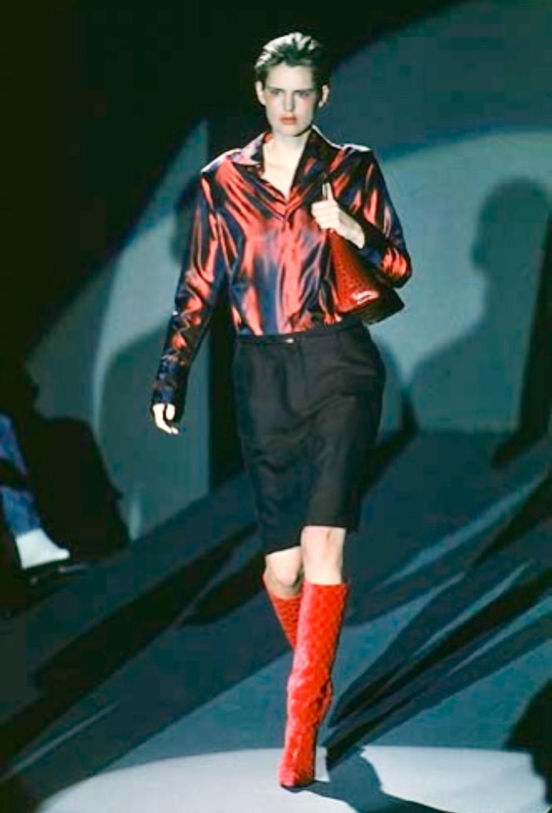F/W 1997 Gucci by Tom Ford Runway Red Ombré Stripe Silk Button Up Top - RealList