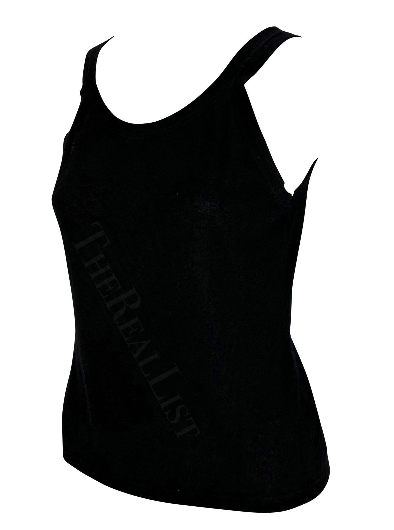 F/W 1997 Gucci by Tom Ford Runway Sheer Cashmere Black Stretch Tank Top - RealList