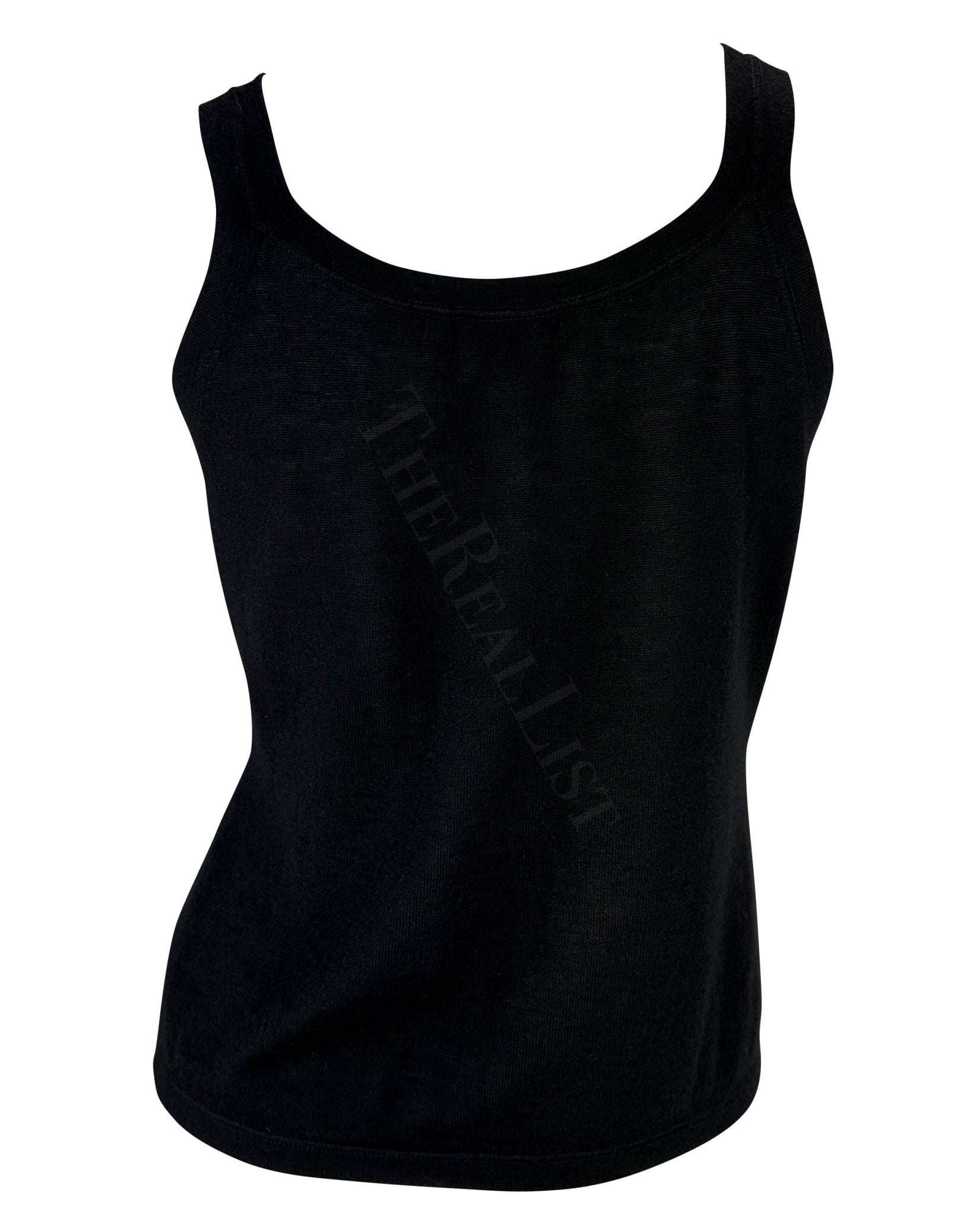 F/W 1997 Gucci by Tom Ford Runway Sheer Cashmere Black Stretch Tank Top - RealList