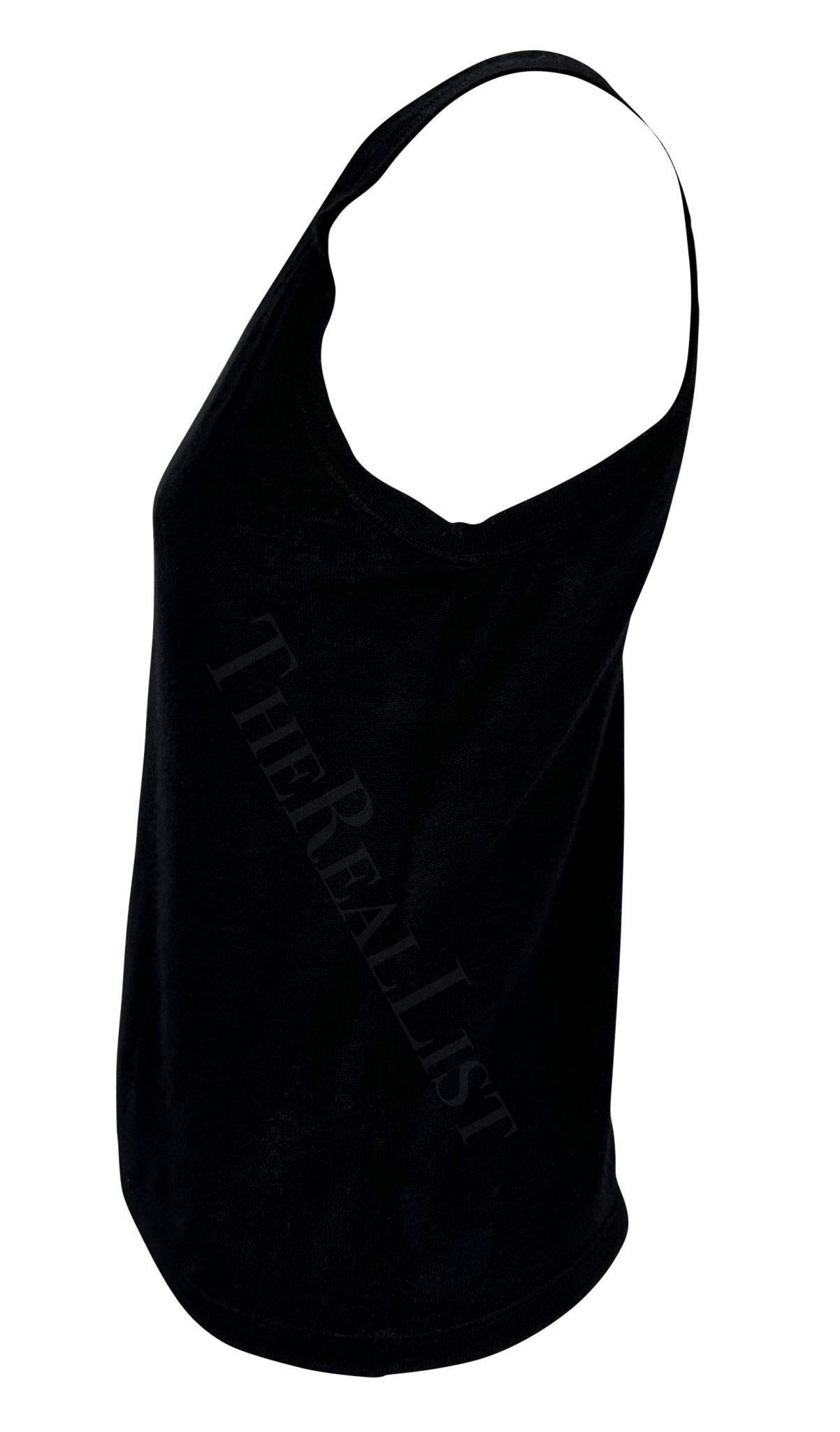 F/W 1997 Gucci by Tom Ford Runway Sheer Cashmere Black Stretch Tank Top - RealList