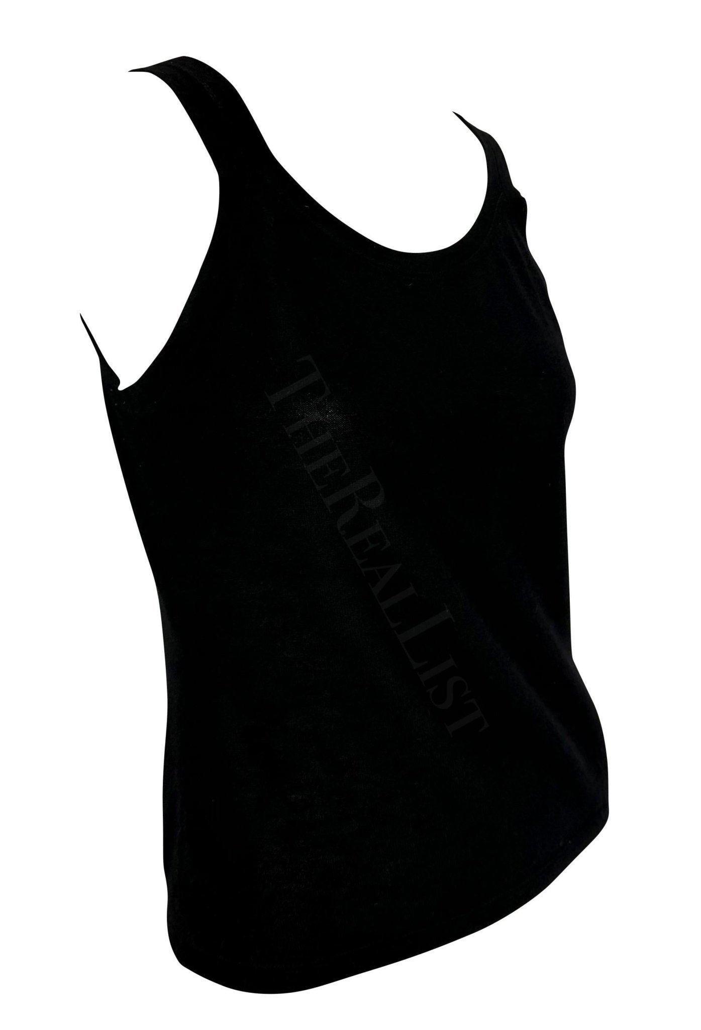 F/W 1997 Gucci by Tom Ford Runway Sheer Cashmere Black Stretch Tank Top - RealList