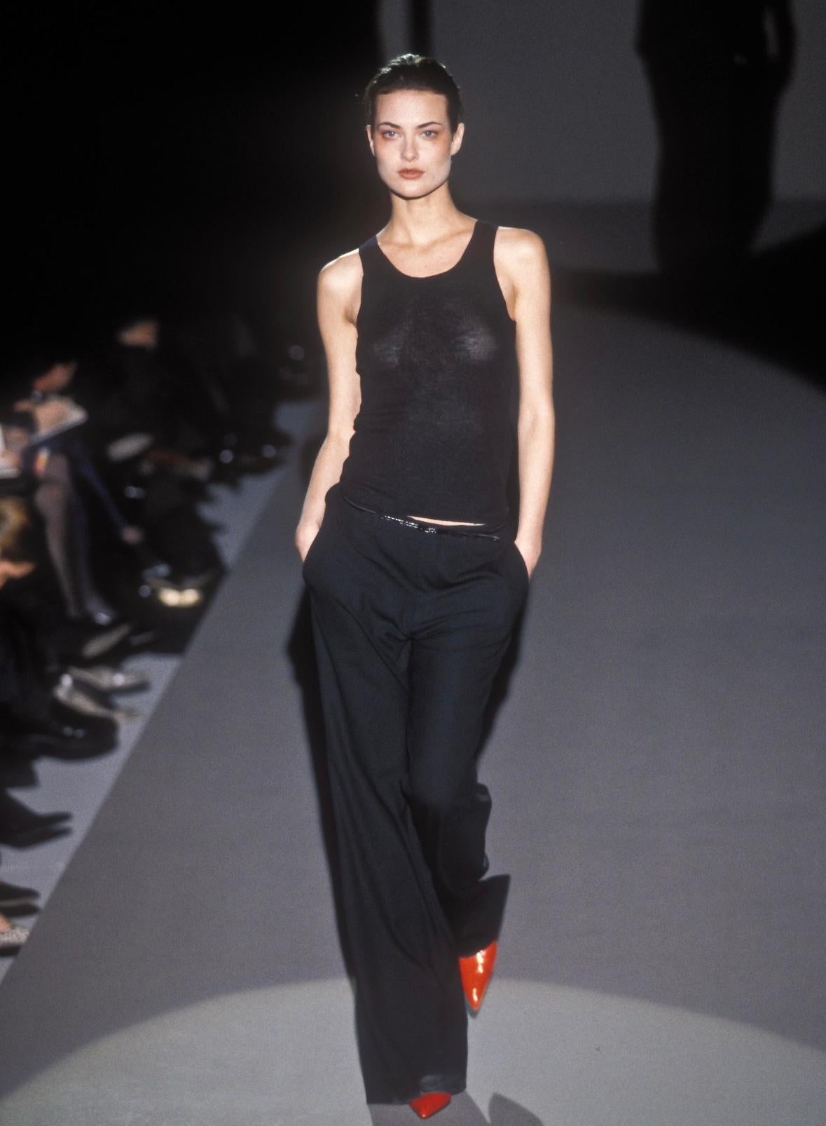 F/W 1997 Gucci by Tom Ford Runway Sheer Cashmere Black Stretch Tank Top - RealList