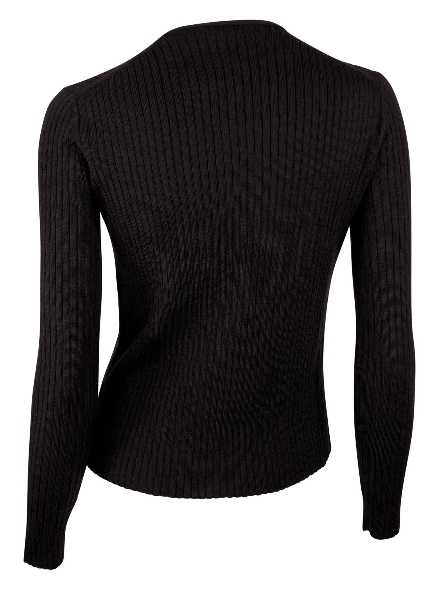 F/W 1997 Gucci by Tom Ford Semi - Sheer Brown Wool V - Neck Stretch Ribbed Sweater - RealList