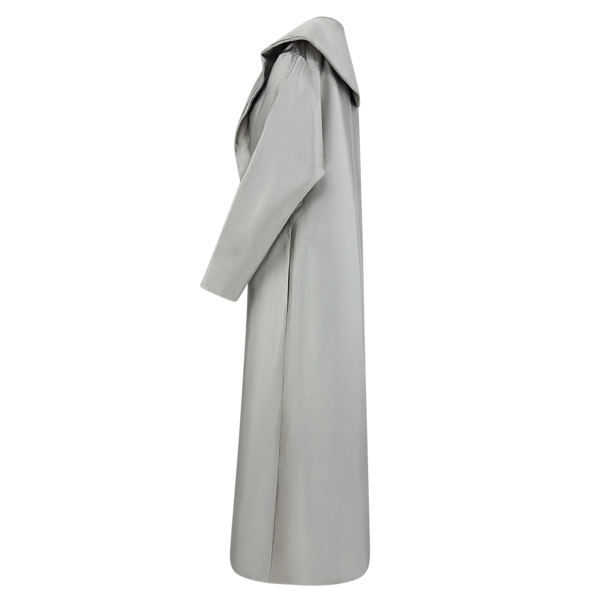 F/W 1997 Halston Runway Silver Heavily Beaded Strap Gown Opera Coat Set - RealList