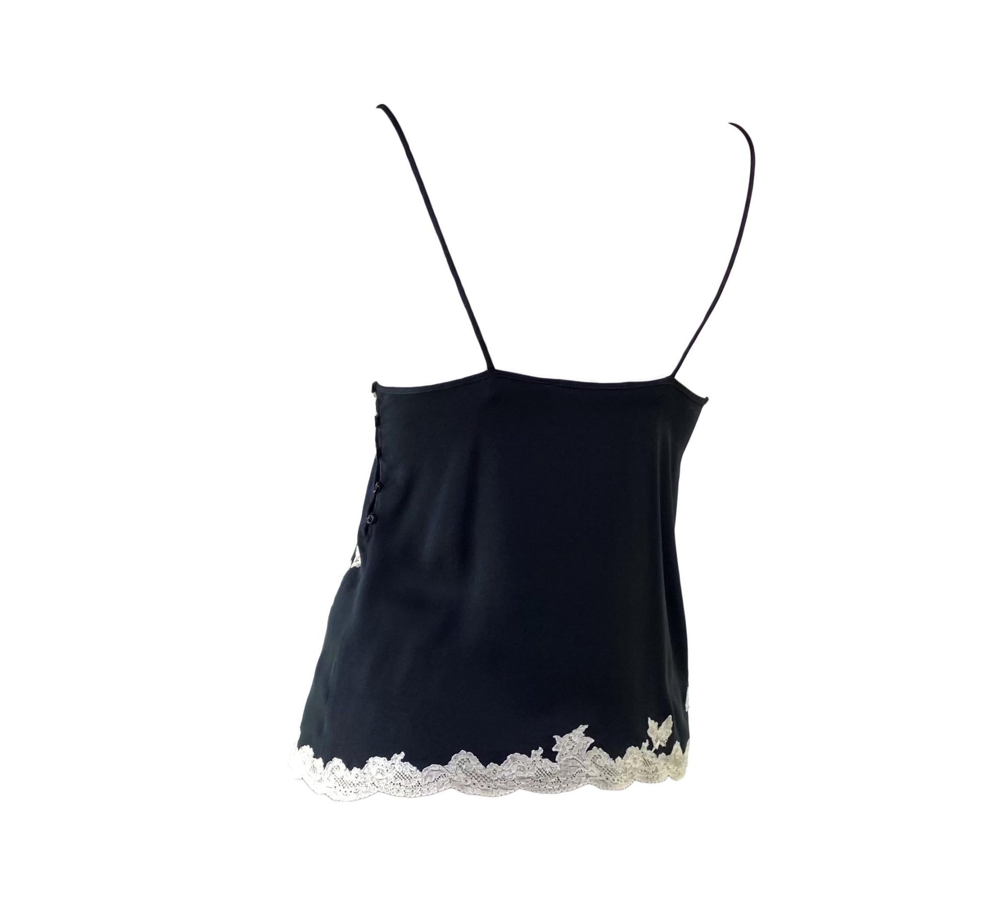 F/W 1998 Christian Dior by John Galliano Black Silk Lace - Trim Camisole - RealList