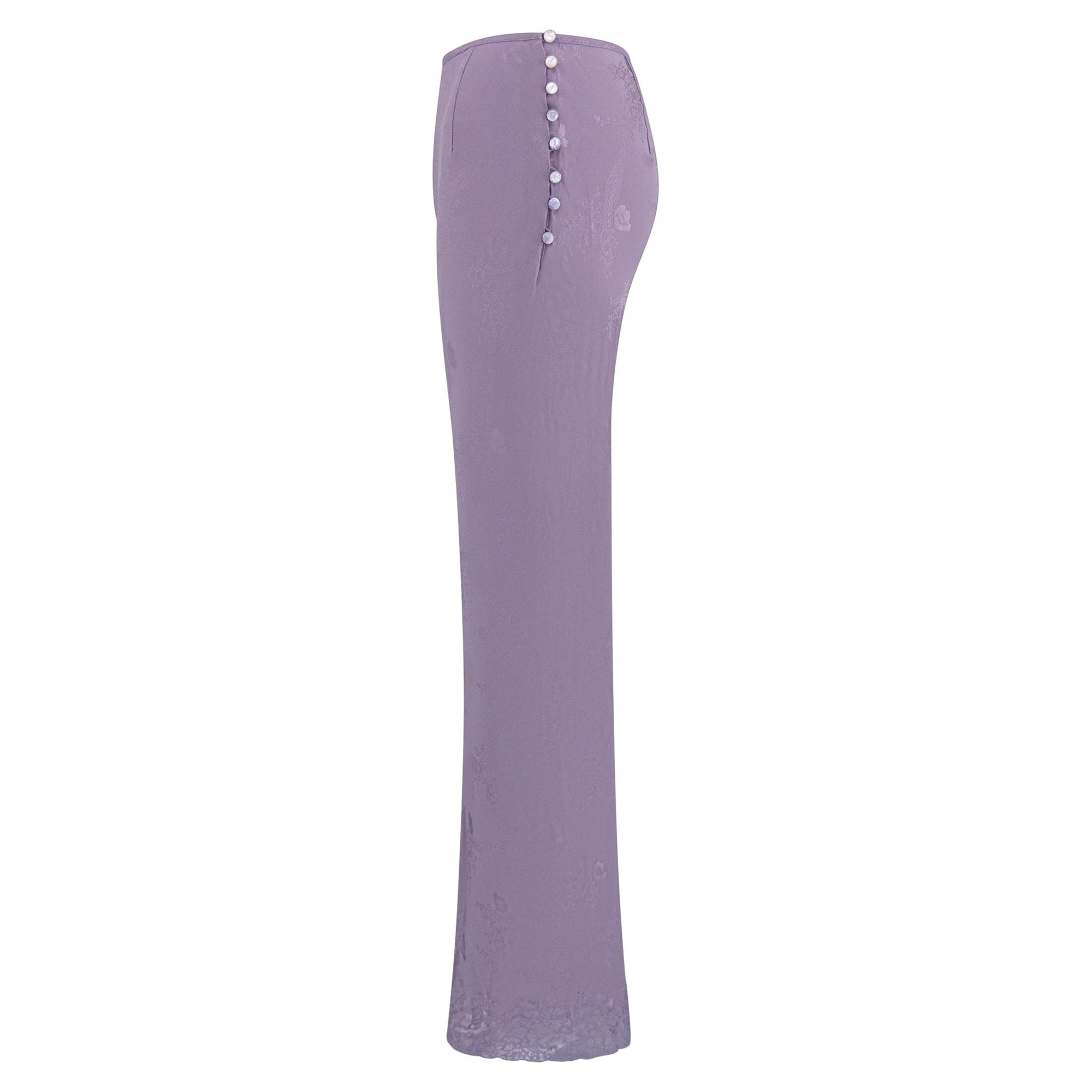 F/W 1998 Christian Dior by John Galliano Lavender Silk Lace Trim Pants - RealList