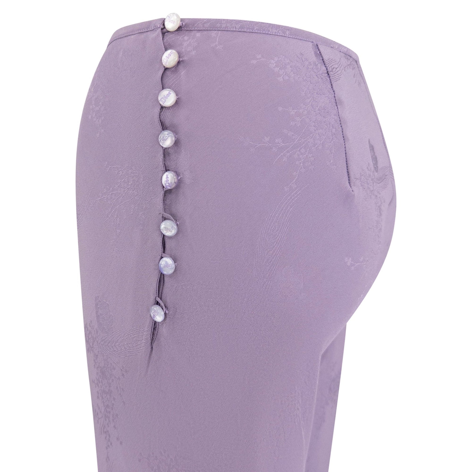 F/W 1998 Christian Dior by John Galliano Lavender Silk Lace Trim Pants - RealList