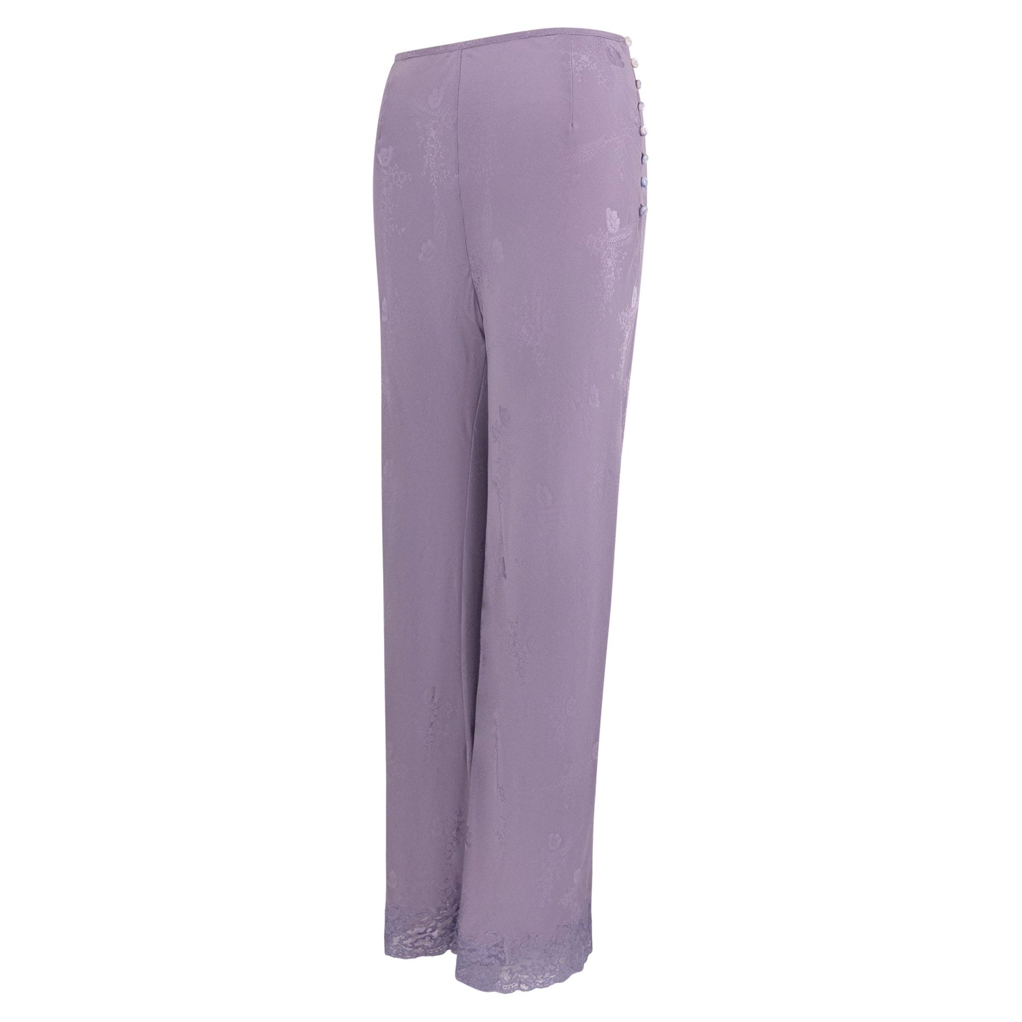 F/W 1998 Christian Dior by John Galliano Lavender Silk Lace Trim Pants - RealList