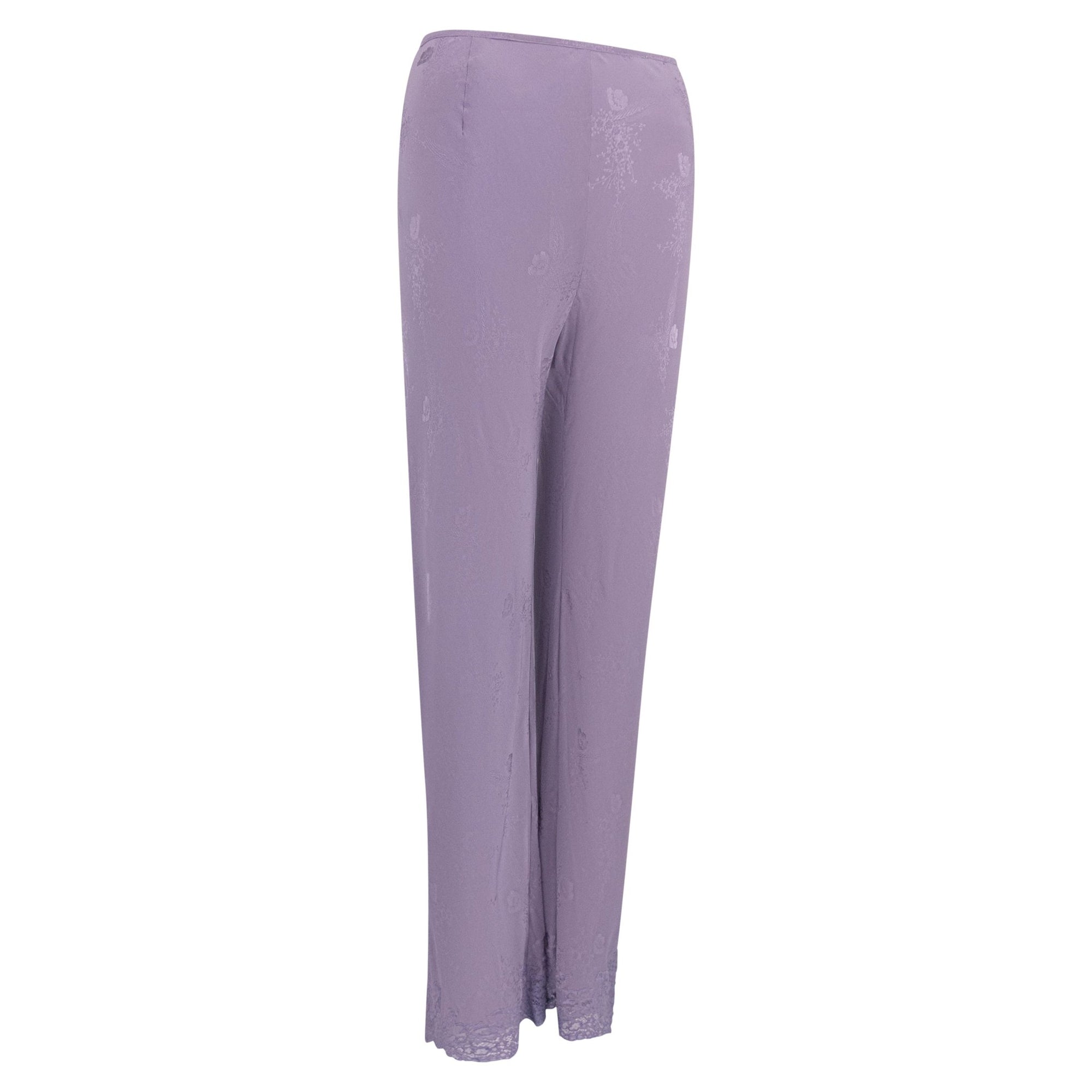 F/W 1998 Christian Dior by John Galliano Lavender Silk Lace Trim Pants - RealList