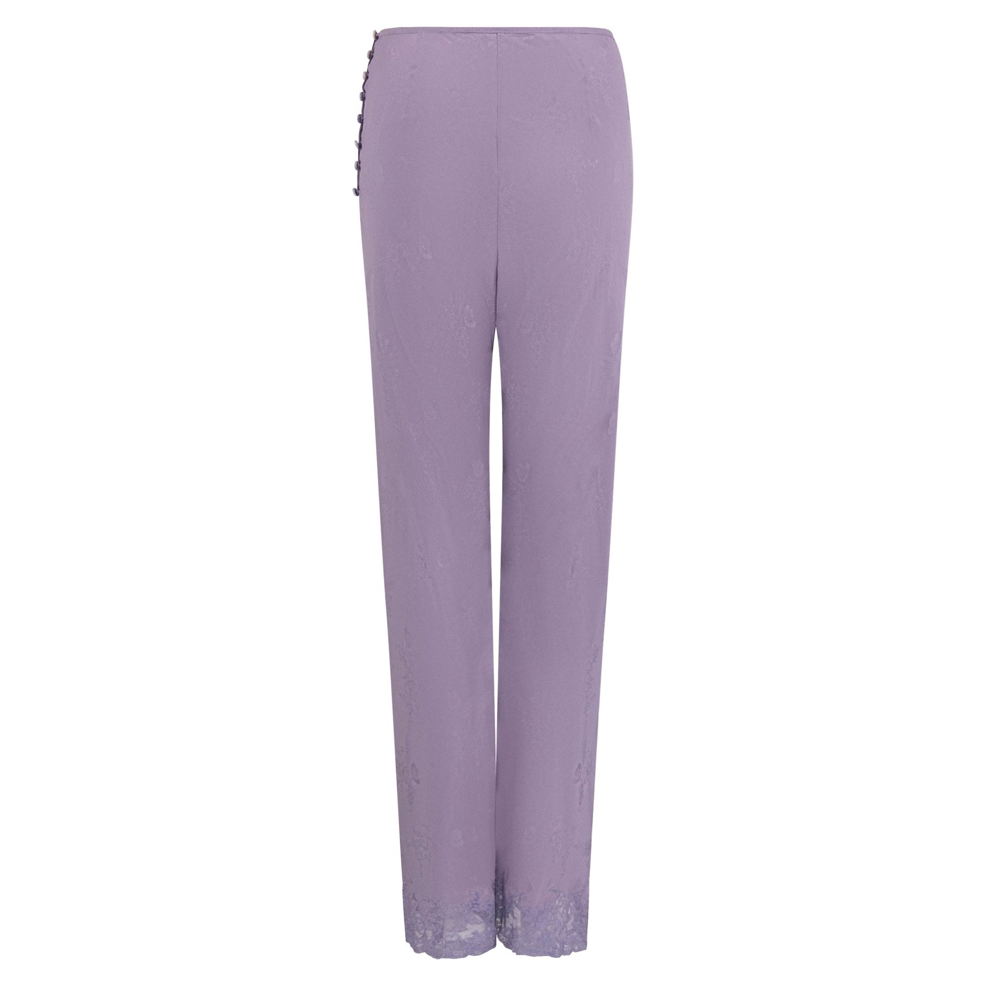 F/W 1998 Christian Dior by John Galliano Lavender Silk Lace Trim Pants - RealList